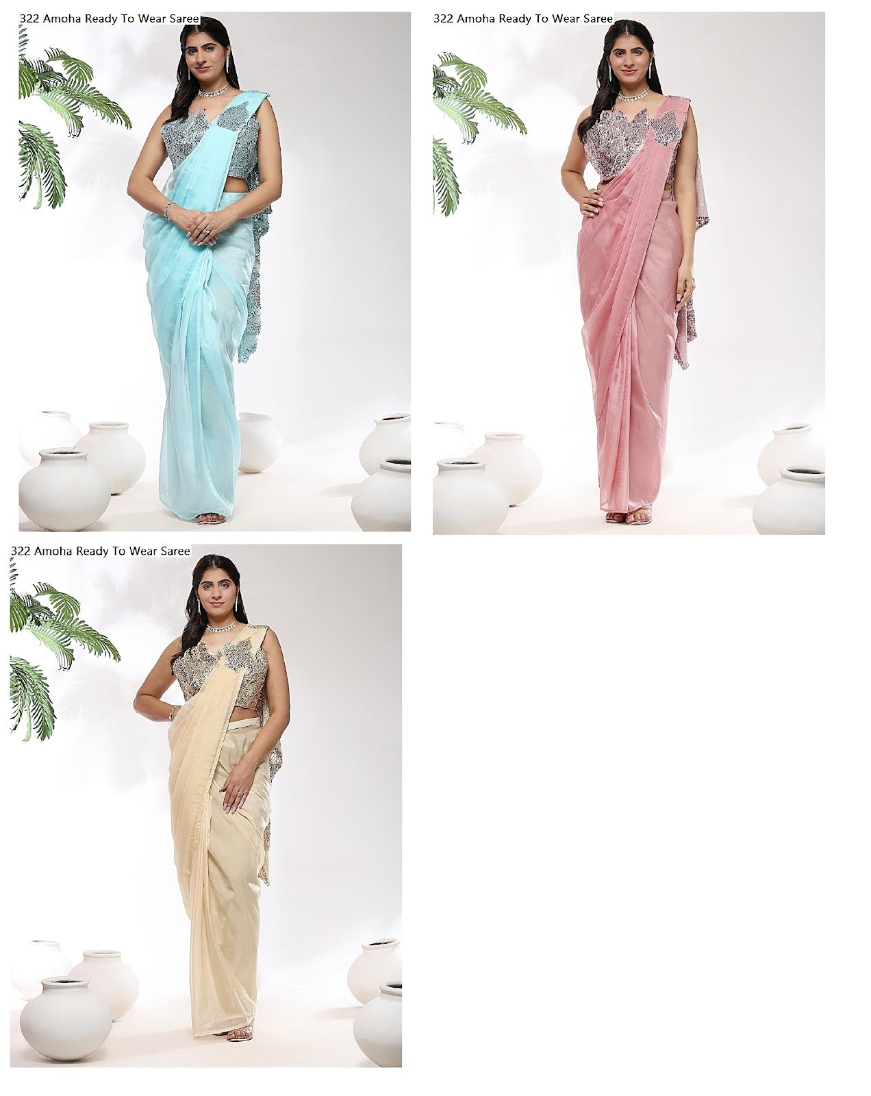 322 Amoha Silk Organza Ready To Wear Saree Wholesaler India