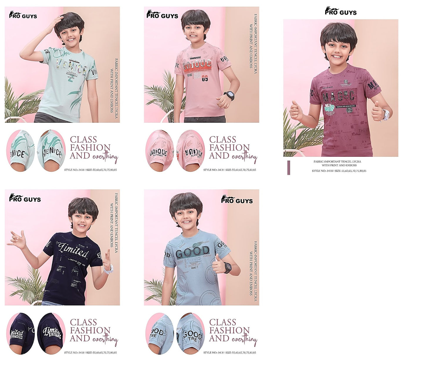 3418 Pro Guys Tencil Lycra Boys Tshirt