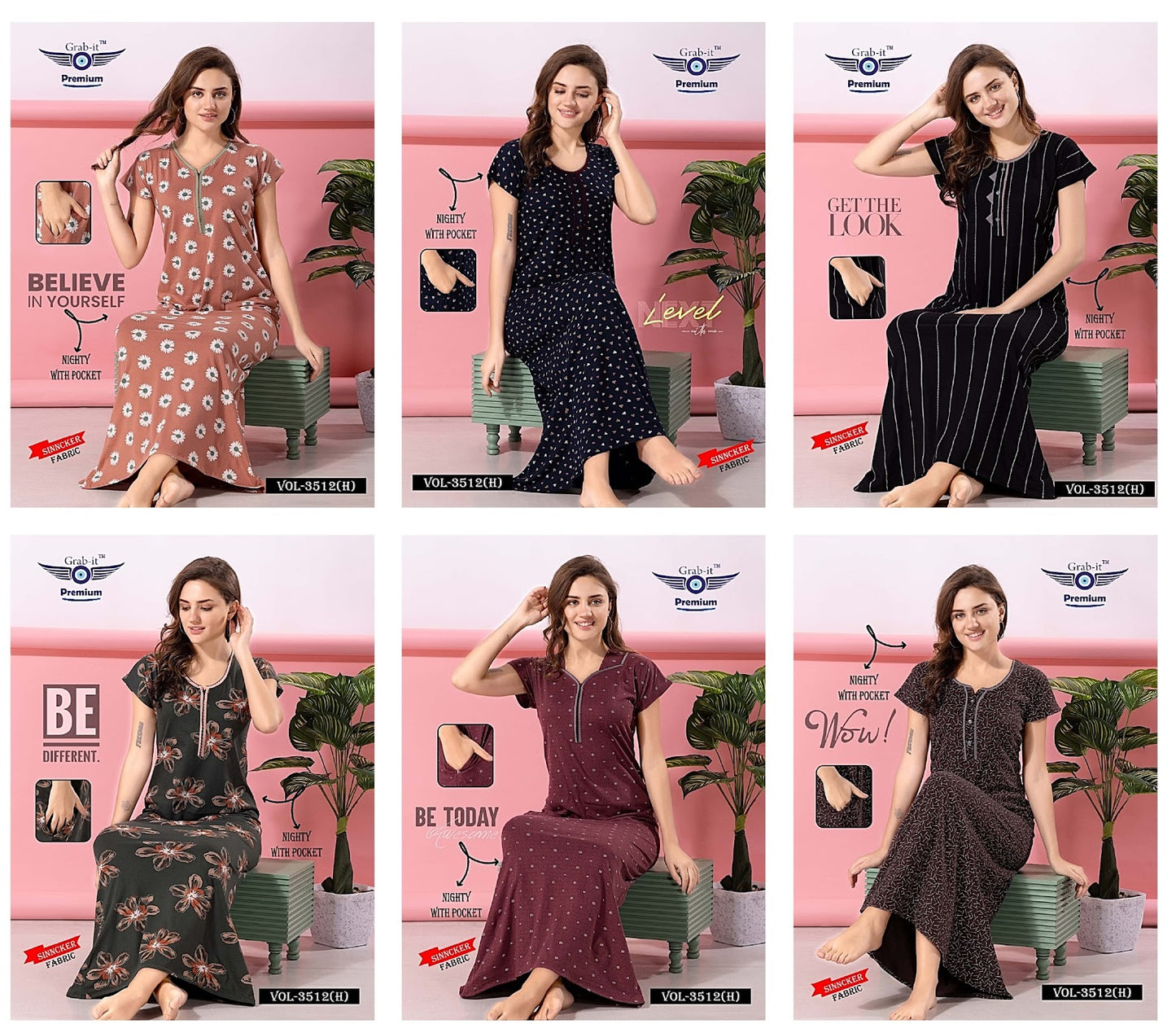 3512 H Grab It Sinker Night Gowns Exporter India