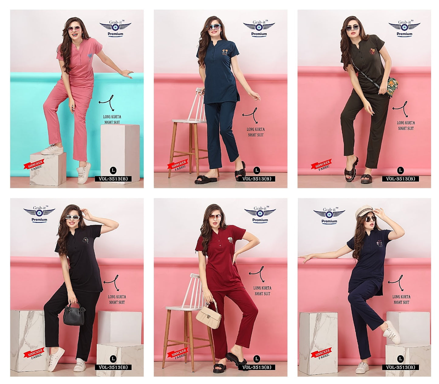 3513 B Grab It Sinker Kurta Night Suits