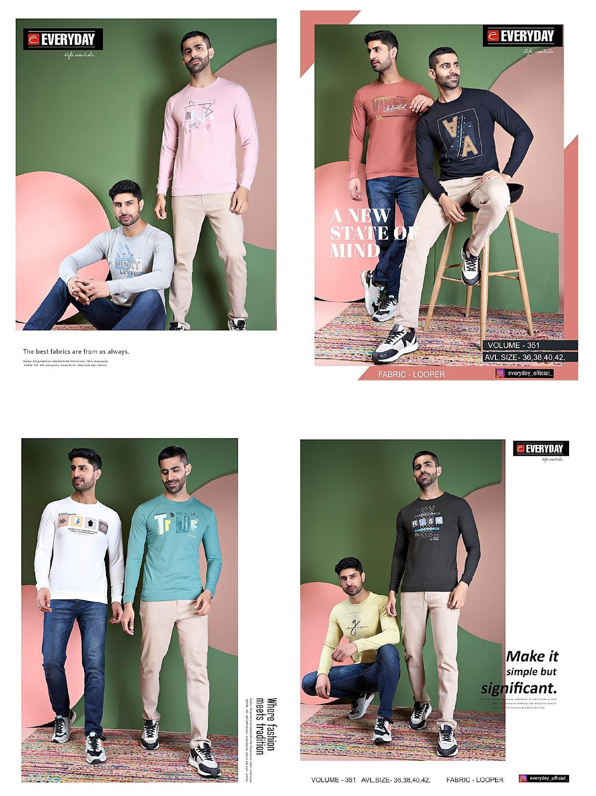 351 Everyday Cotton Looper Mens Tshirts Wholesale