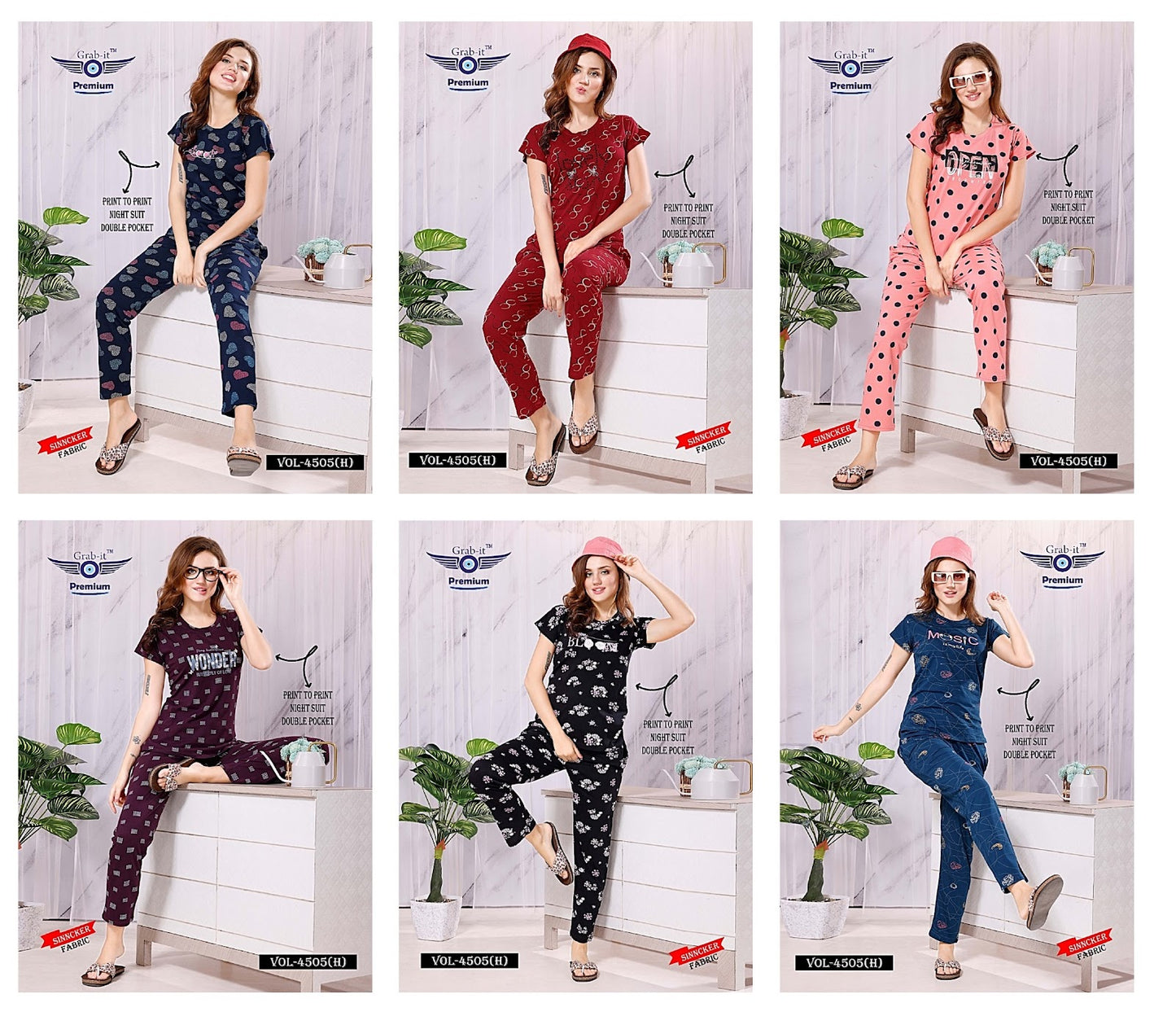 4505 H Grab It Sincker Pyjama Night Suits Manufacturer Gujarat