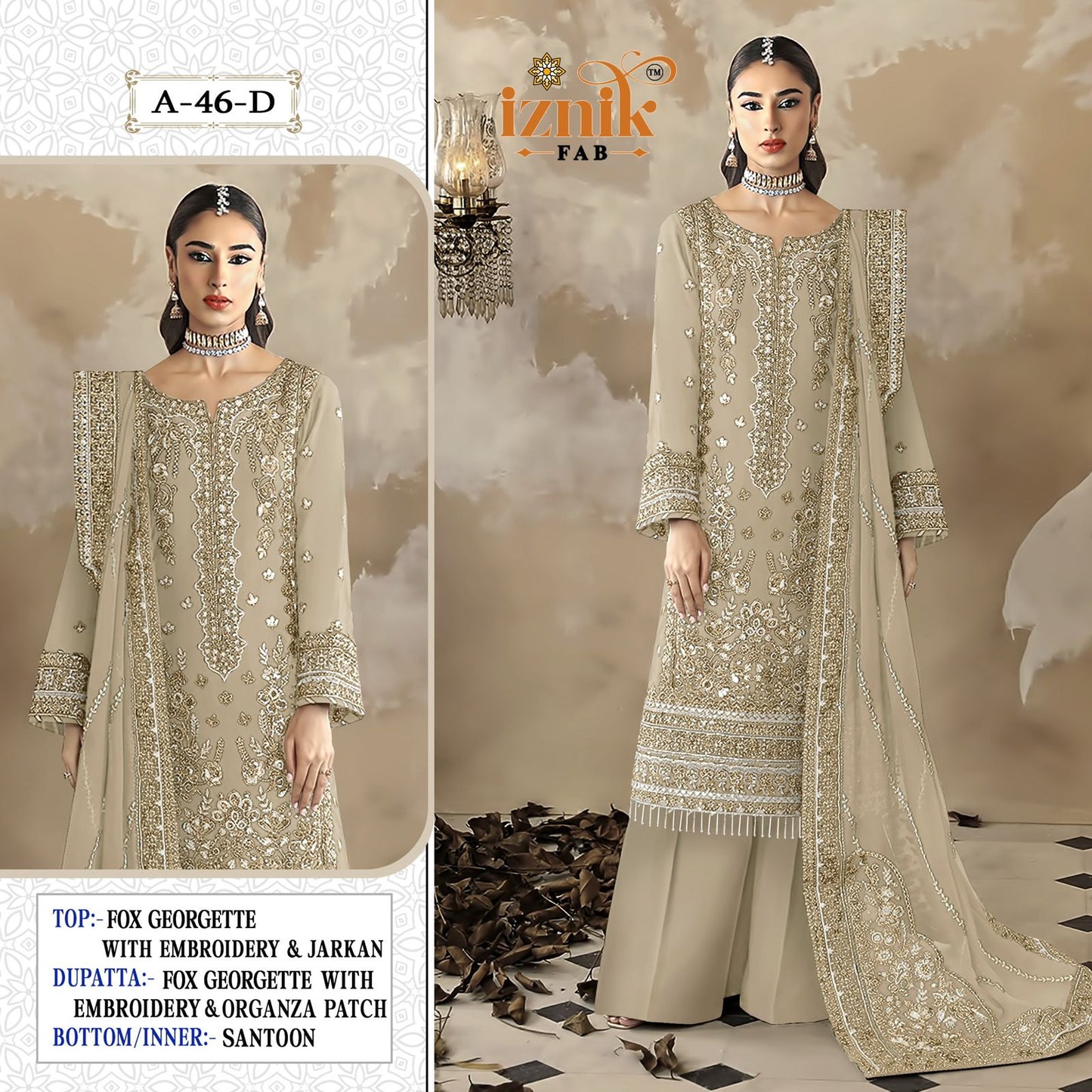 A 46 Abcd Iznik Fox Georgette Pakistani Salwar Suits Exporter India