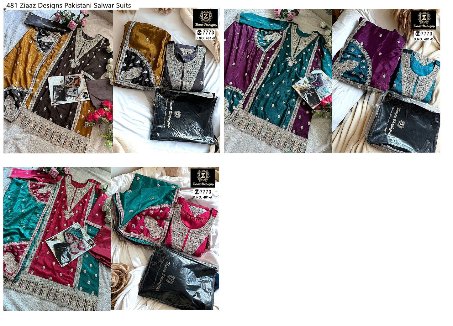 481 Ziaaz Designs Chinon Pakistani Salwar Suits