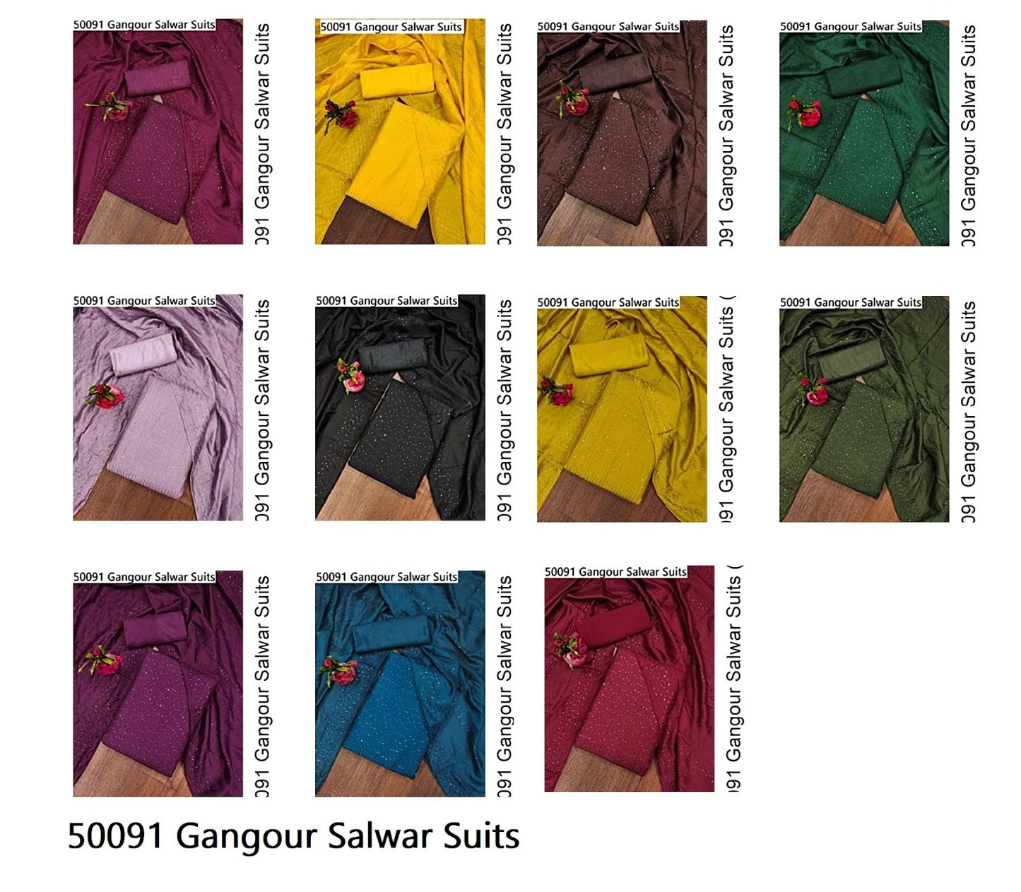 50091 Gangour Chanderi Salwar Suits Exporter