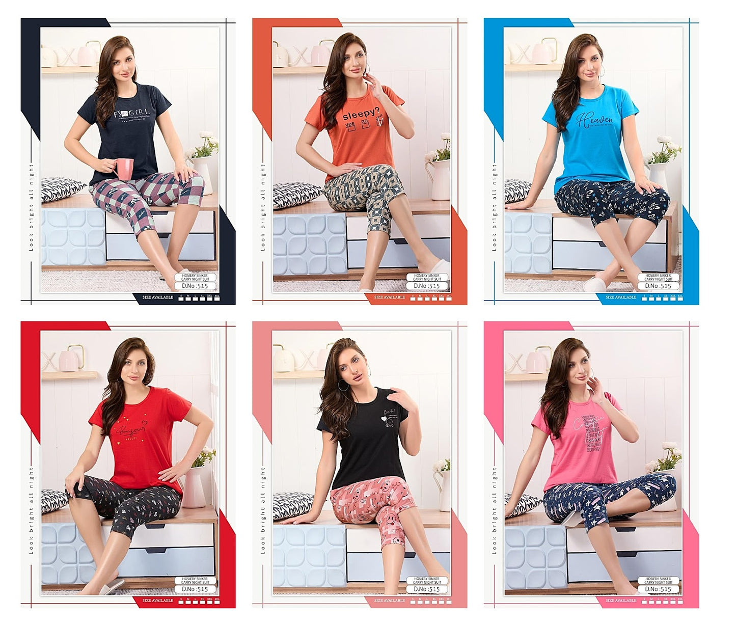 515 Nightingale Hosiery Sinker Capri Night Suits