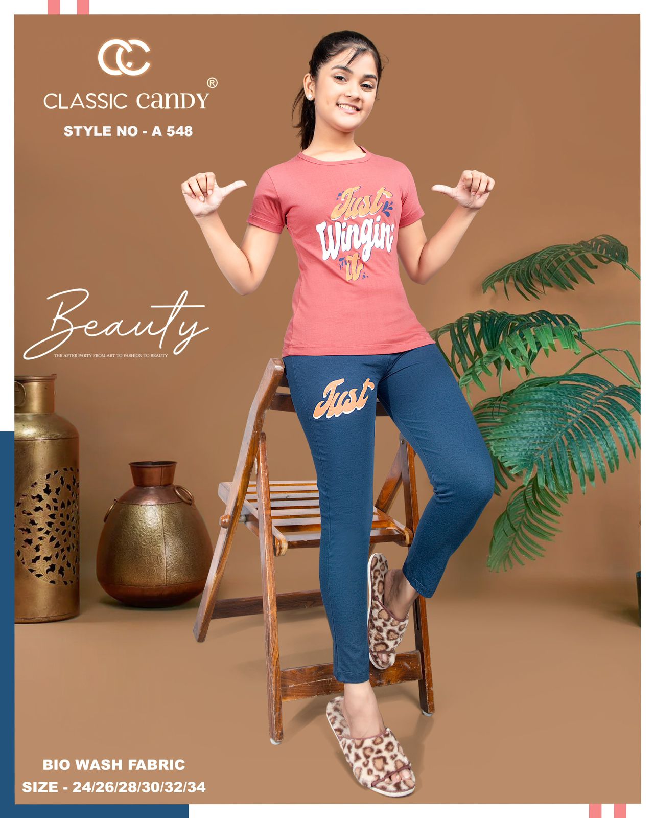 A 548 Classic Candy Biowash Girls Pant Set Wholesaler Ahmedabad