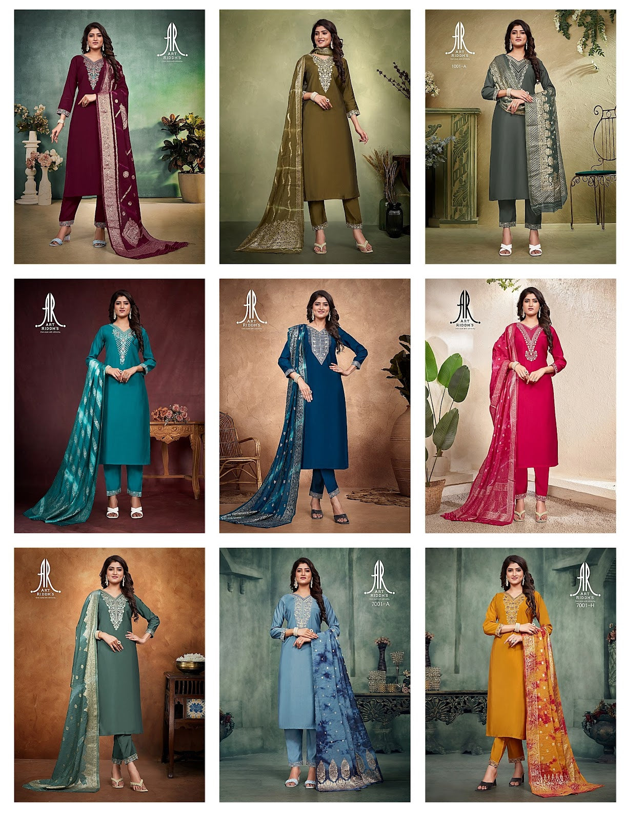 7001 Artriddhs Modal Chanderi Readymade Pant Style Suits Exporter Gujarat