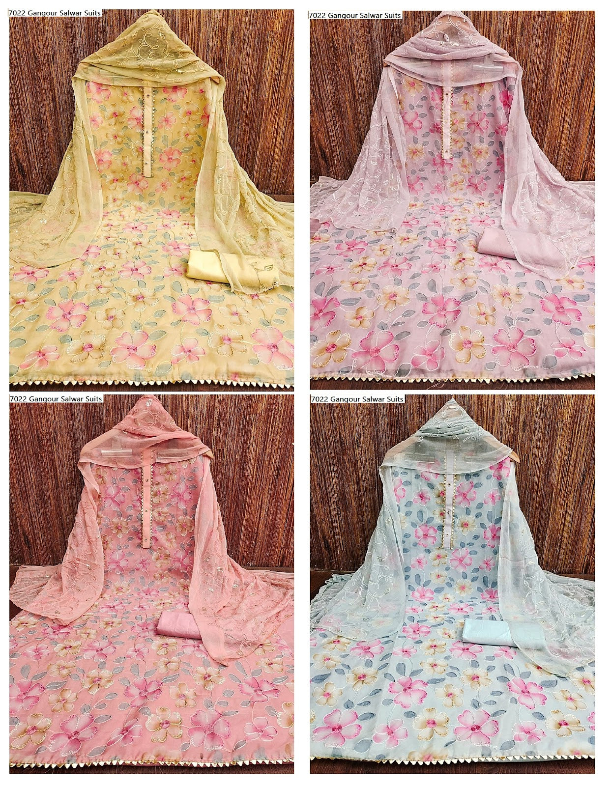 7022 Gangour Organza Salwar Suits