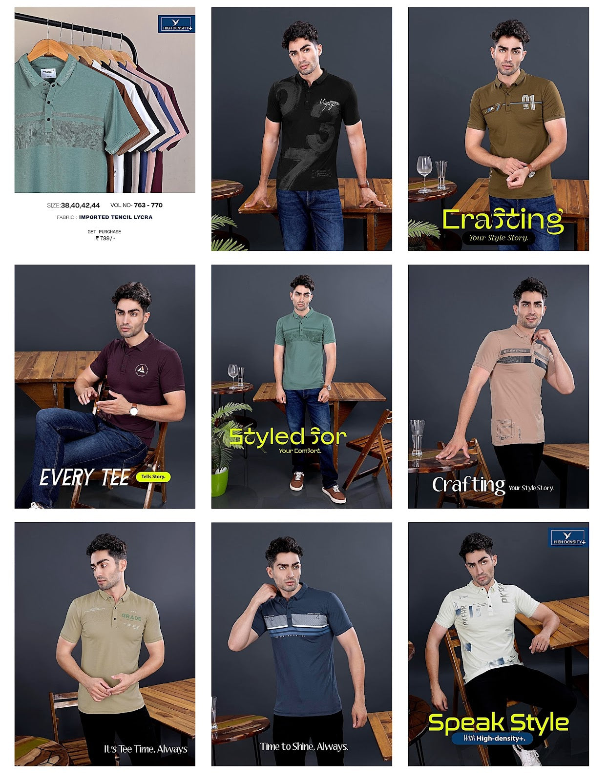 763-770 High Density Tencil Lycra Mens Tshirts Wholesaler