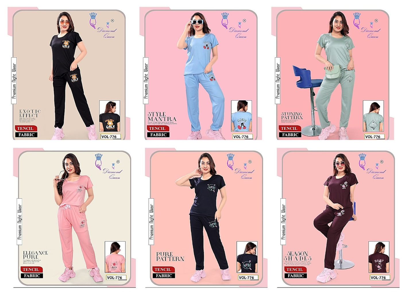776 Diamond Queen Imported Pyjama Night Suits