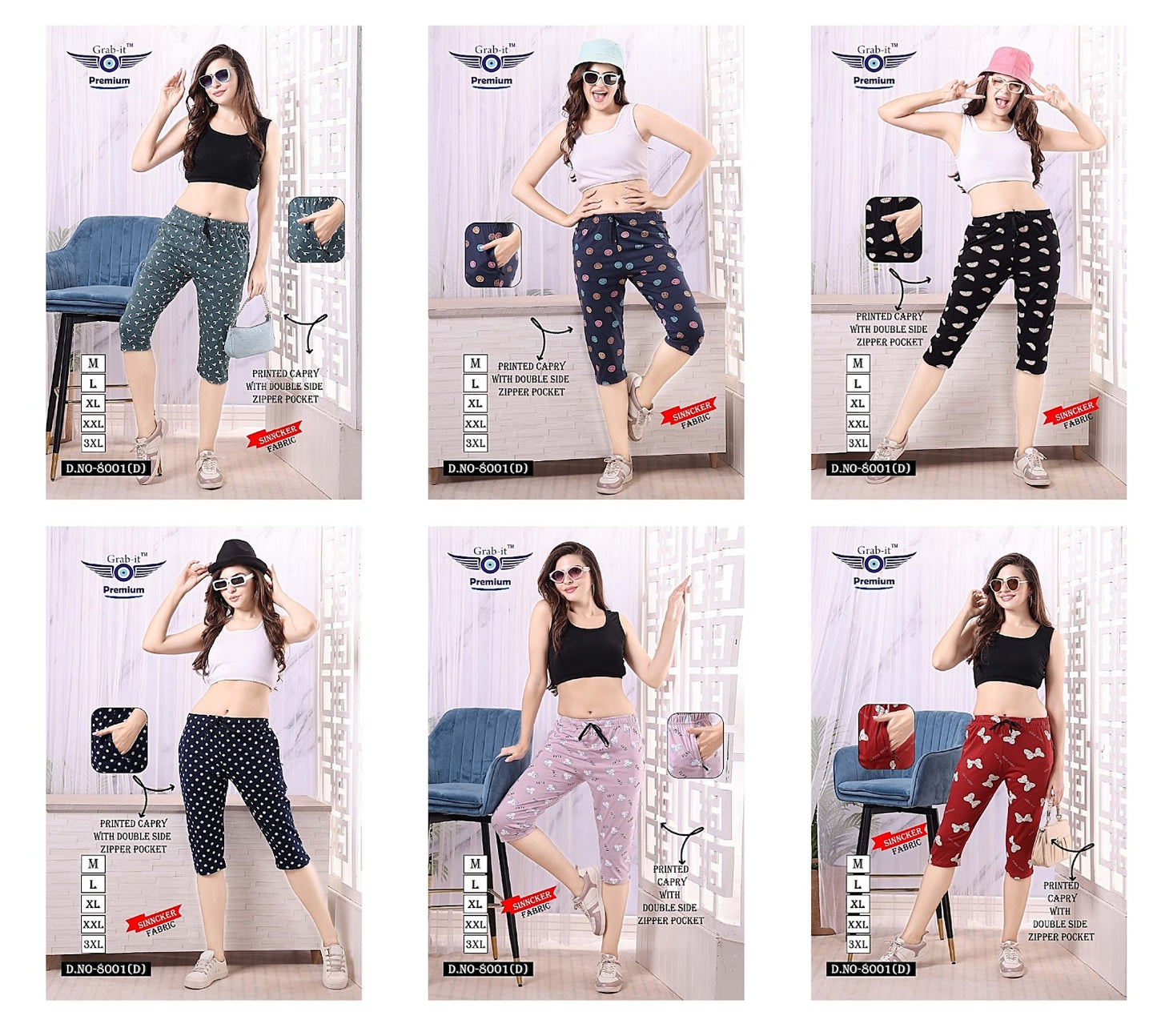 8001 D Grab It Sinker Womens Capri