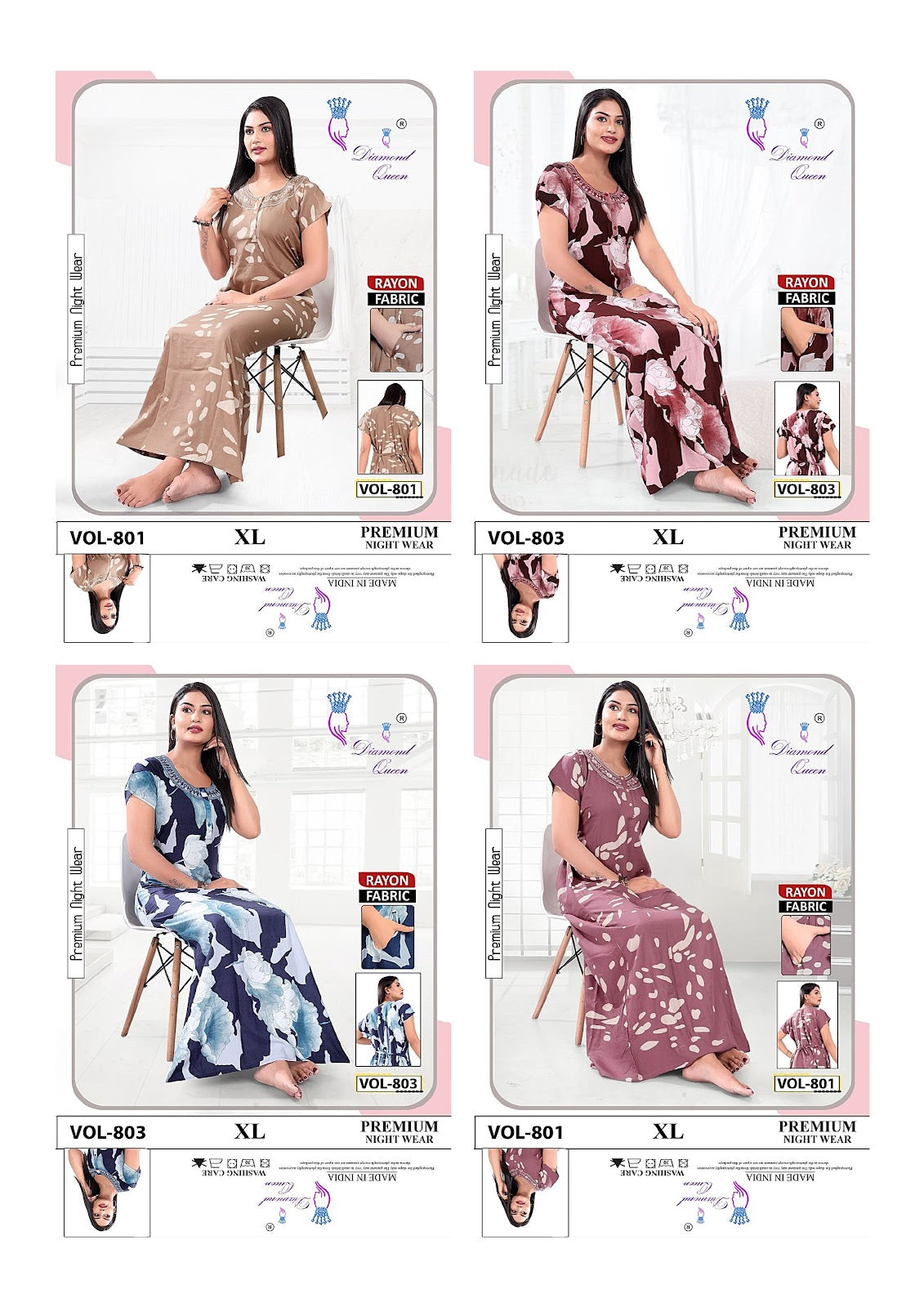 801-803 Diamond Queen Rayon Night Gowns