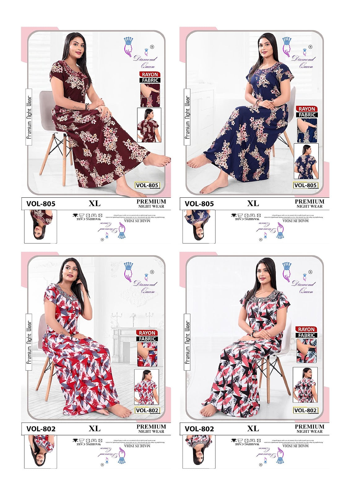 802-805 Diamond Queen Rayon Night Gowns