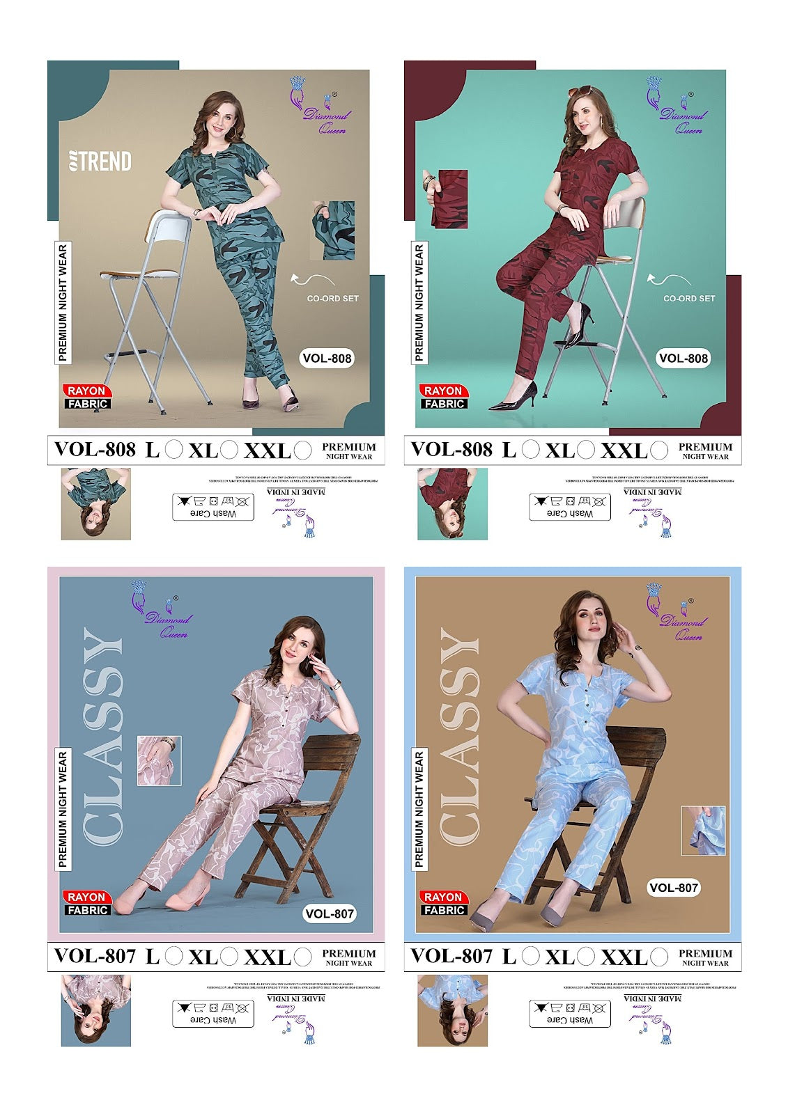 807-808 Diamond Queen Rayon Co Ord Set Manufacturer