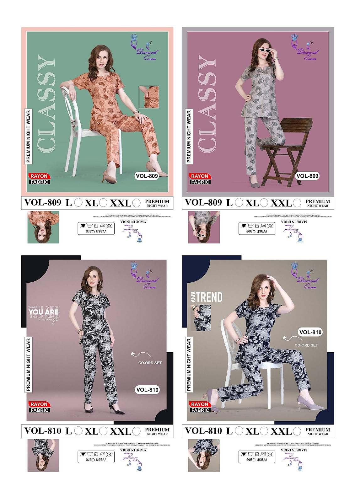 809-810 Diamond Queen Rayon Co Ord Set Supplier