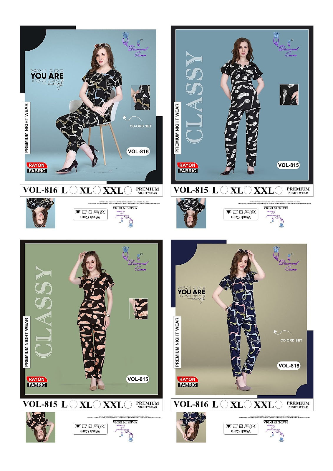 815-816 Diamond Queen Rayon Co Ord Set Wholesale Rate