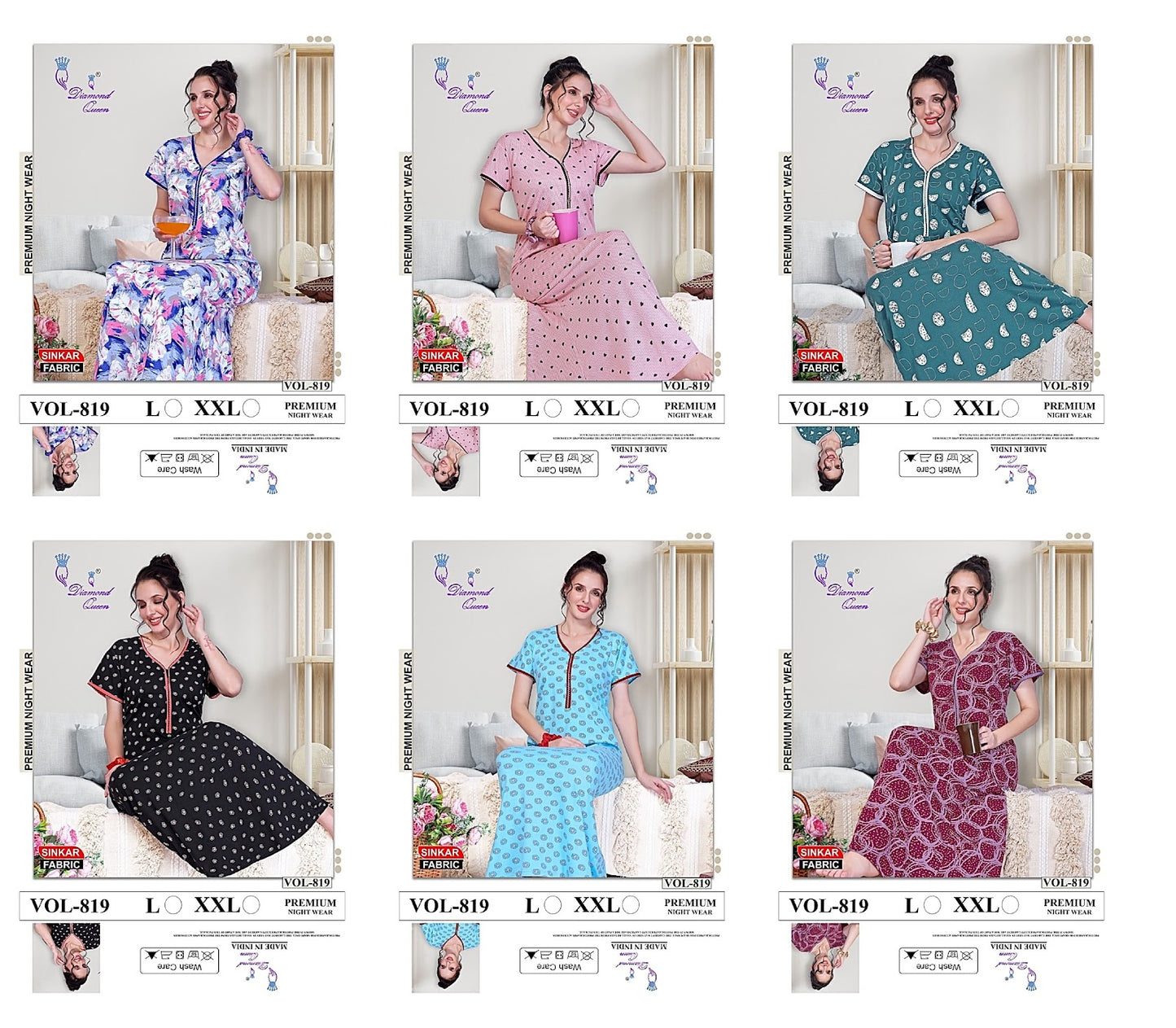 819 Diamond Queen Sinker Night Gowns Wholesale Rate