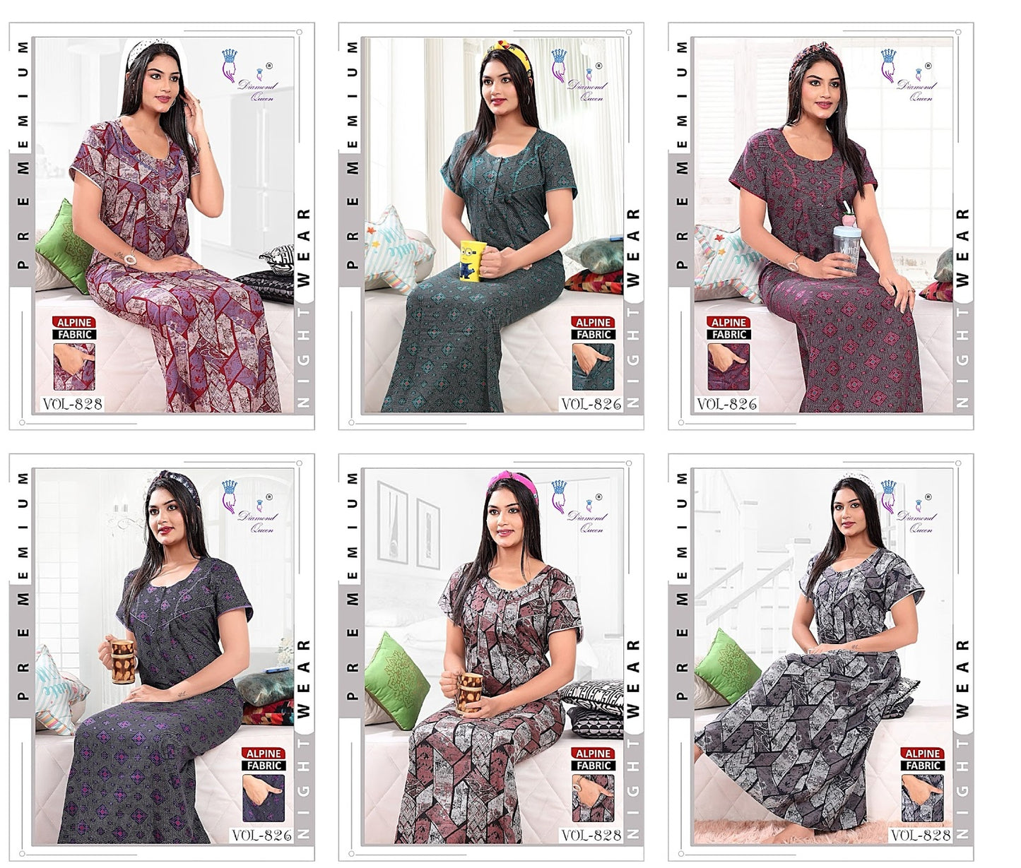 828-826 Diamond Queen Alpine Night Gowns Supplier Gujarat