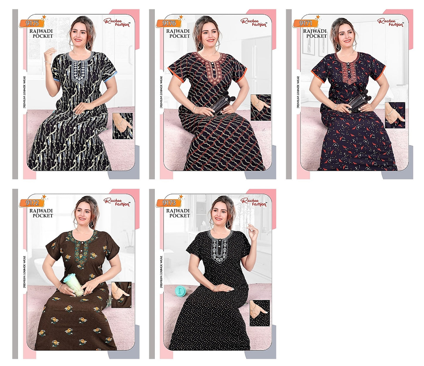 9171-9176 Ruchee Fashion Cotton Night Gowns