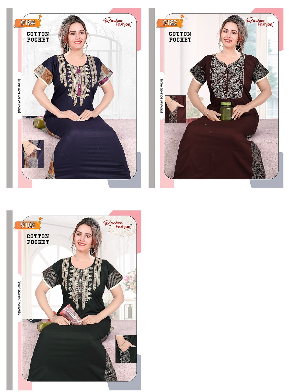 9182-9184 Ruchee Fashion Cotton Night Gowns