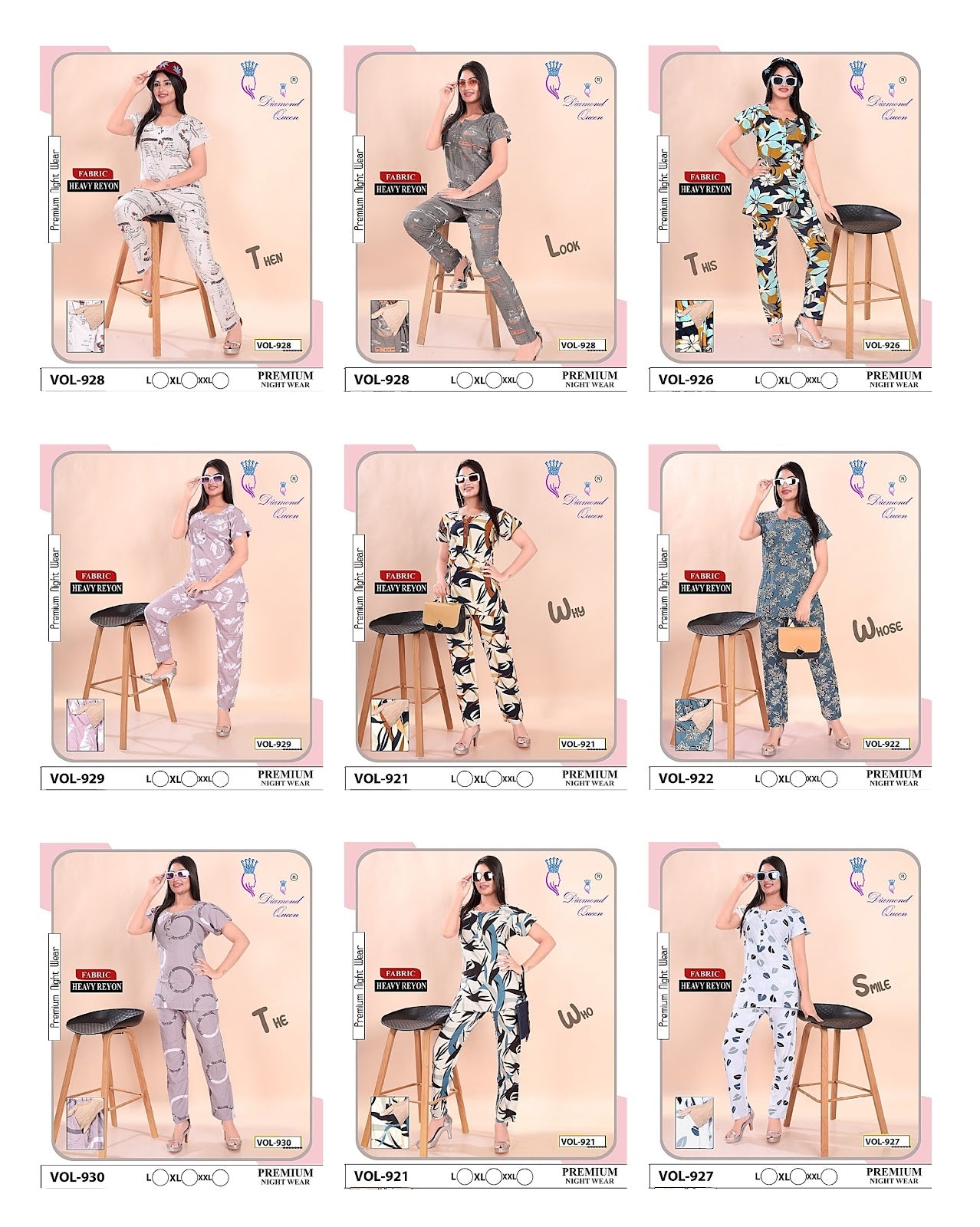 921-930 Diamond Queen Heavy Rayon Co Ord Set Exporter