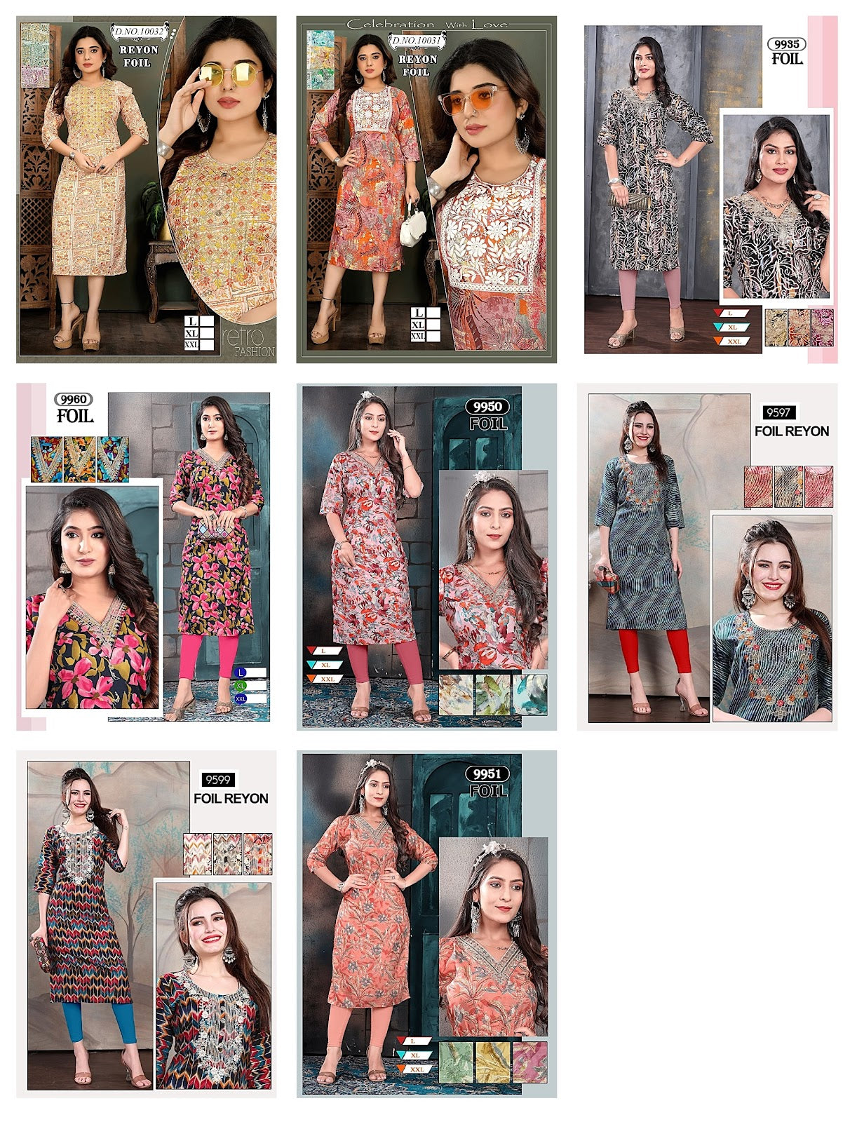 9935-10032 Mmc Reyon Knee Length Kurtis Supplier