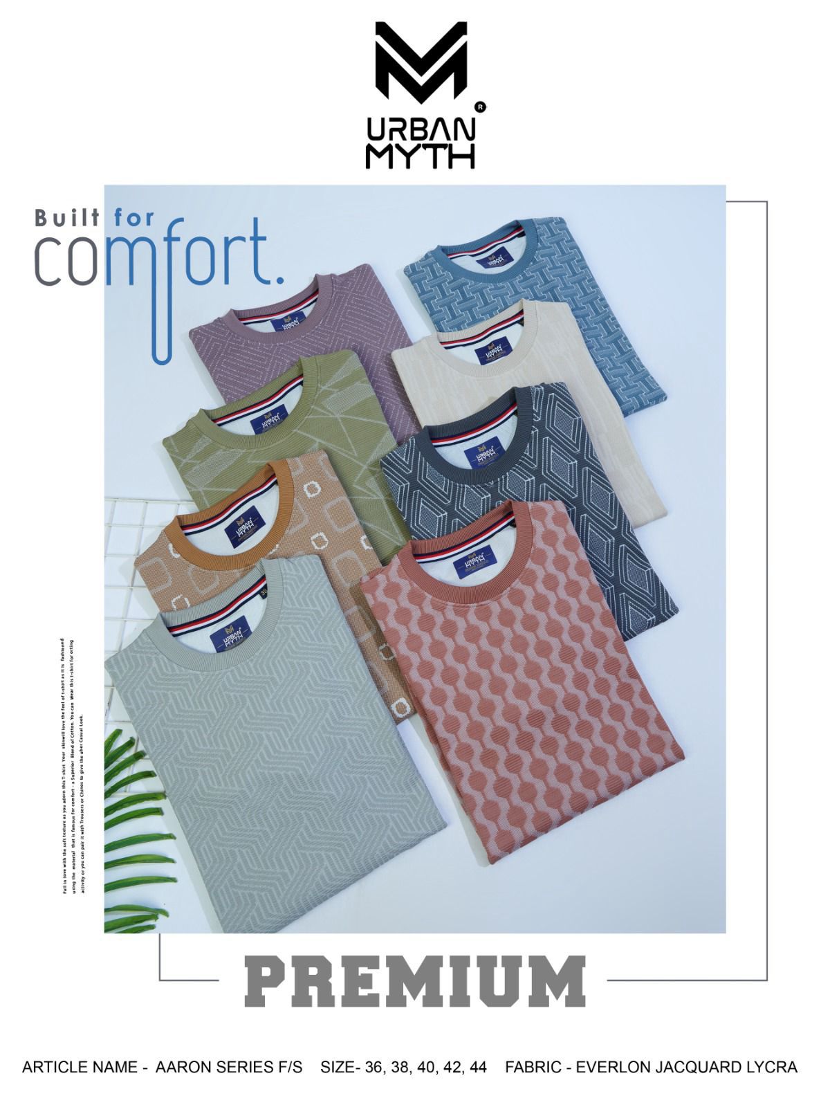 Aaron Series Urban Myth Jacquard Lycra Mens Tshirts Exporter Gujarat