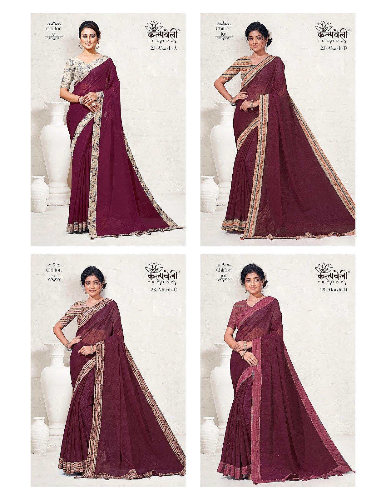 Akash 23 Kalpveli Chiffon Sarees Wholesale Price – Kavya Style Plus