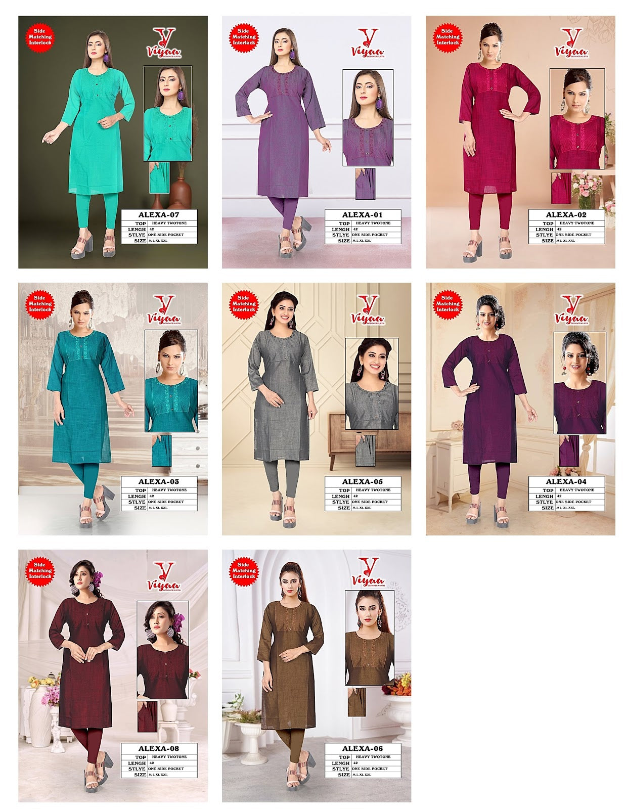 Alexa Viyaa Two Tone Knee Length Kurtis Exporter Ahmedabad