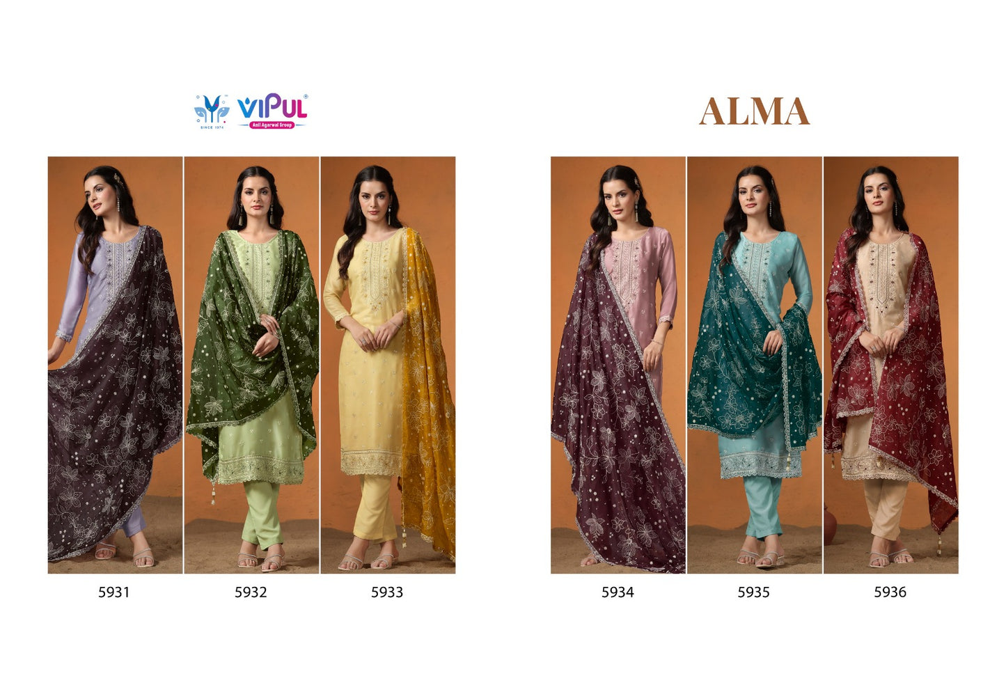 Alma Vipul Satin Pant Style Suits Wholesale Price
