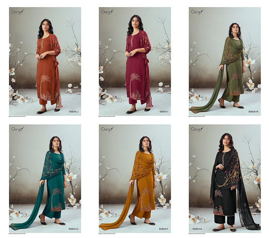 Alva 834 Ganga Woven Silk Plazzo Style Suits Wholesale Price