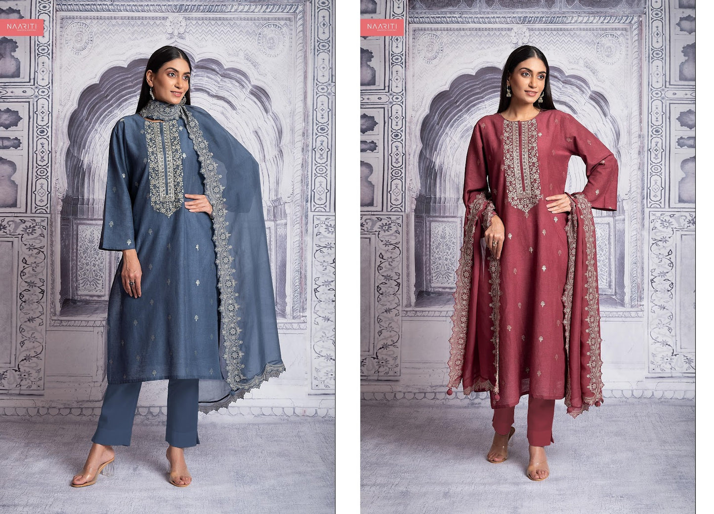 Amiya Naariti Linen Silk Pant Style Suits Exporter Gujarat