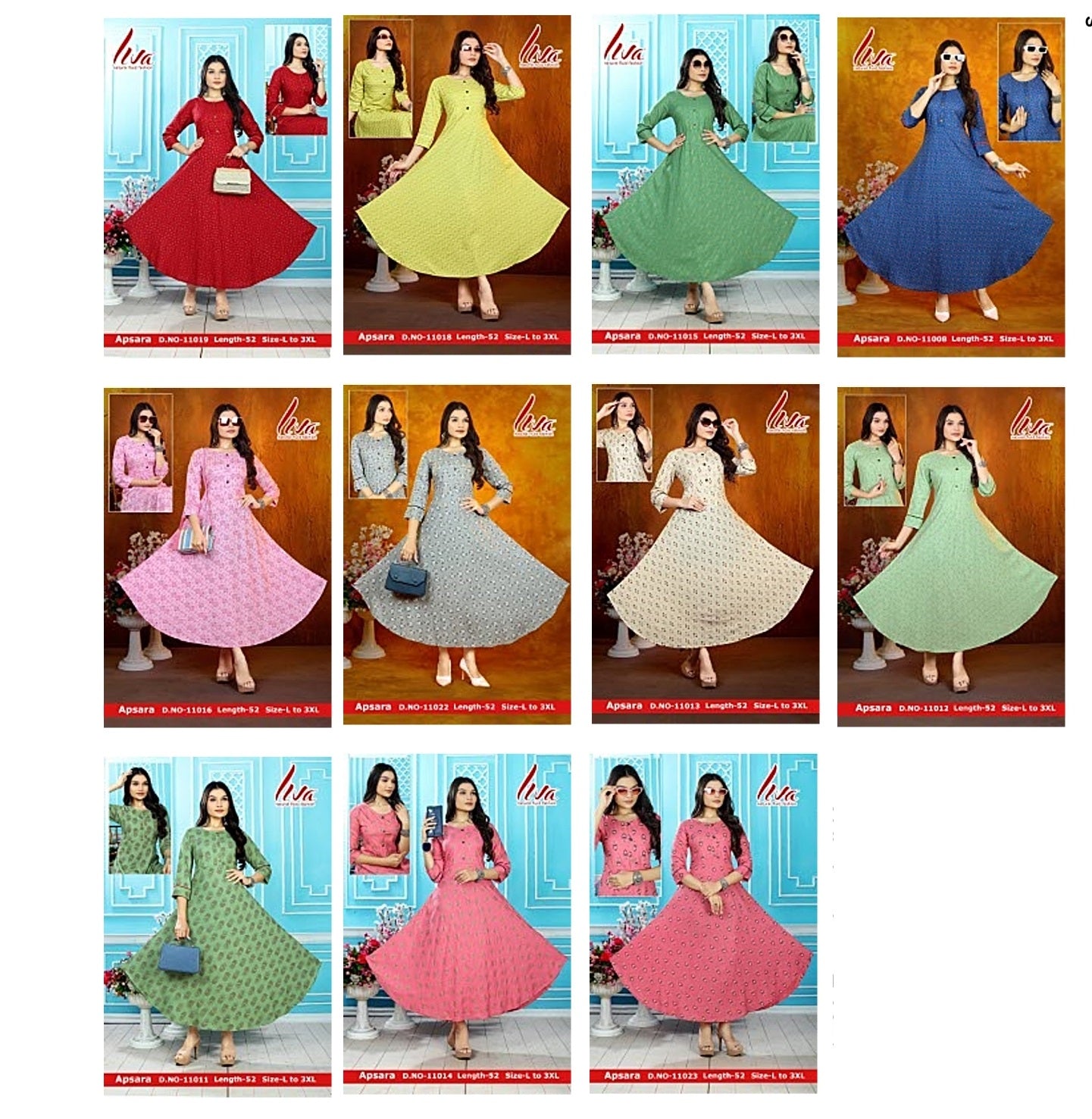 Apsara 1709 Zoya Rayon Anarkali Kurtis Exporter