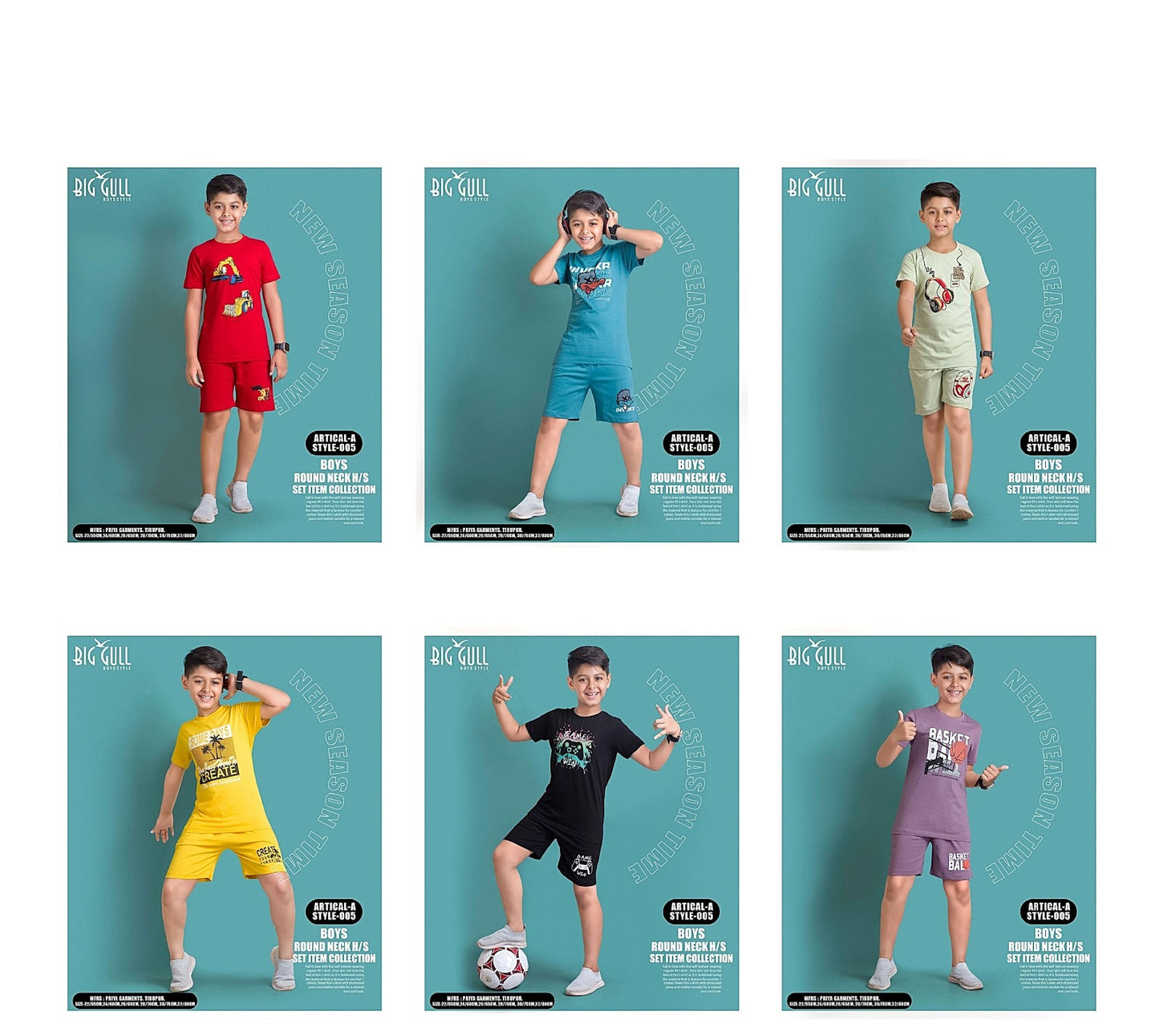 Article 5 Big Gull Combed Cotton Boys Shorts Set Exporter Ahmedabad