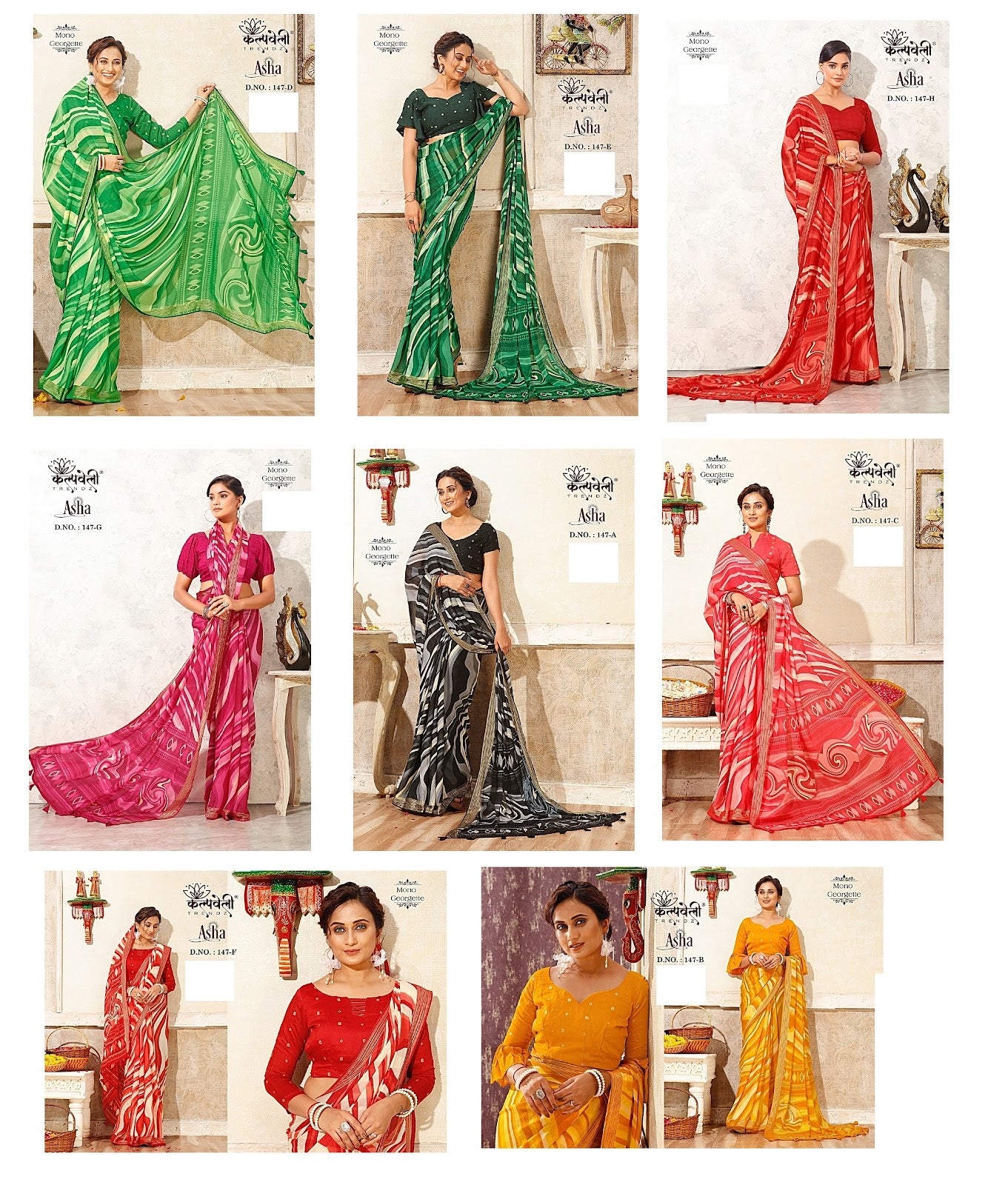 Asha 147 Kalpveli Mono Georgette Sarees Supplier India
