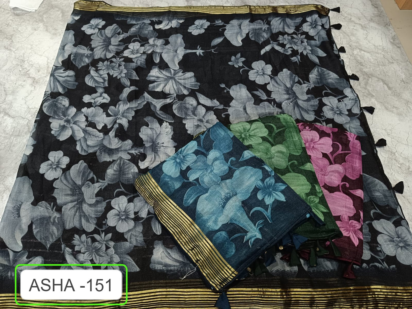 Asha 151 Kalpveli Mono Georgette Sarees Manufacturer Gujarat
