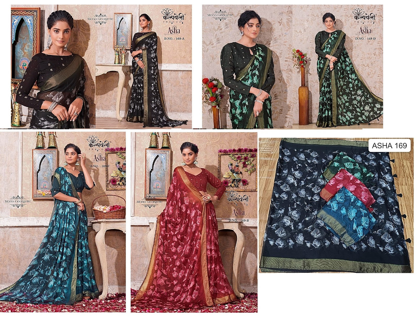 Asha 169 Kalpveli Mono Georgette Sarees Supplier
