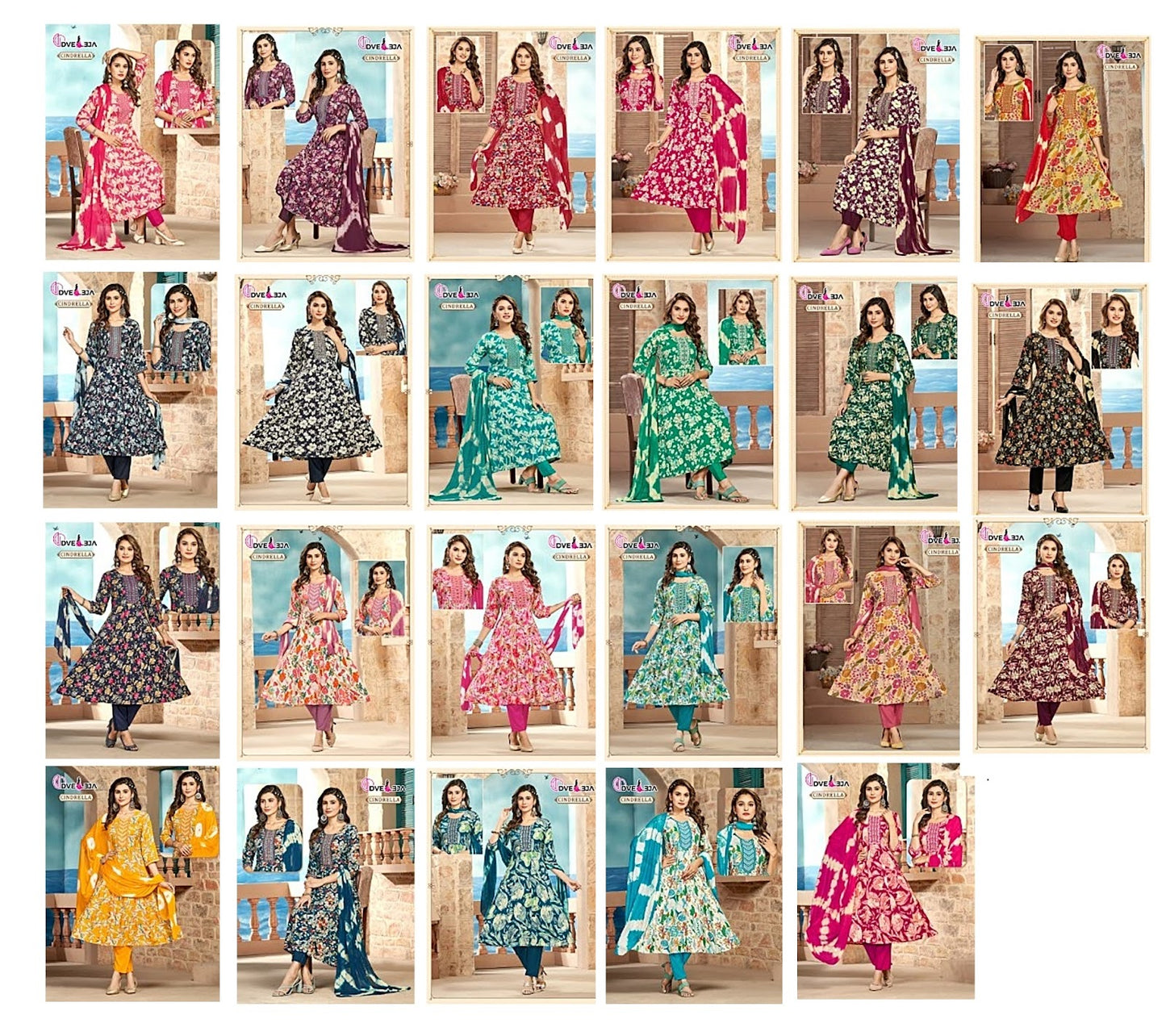 Cindrella 2108 Dveeja Fashion Rayon Foil Readymade Anarkali Suits Exporter Gujarat