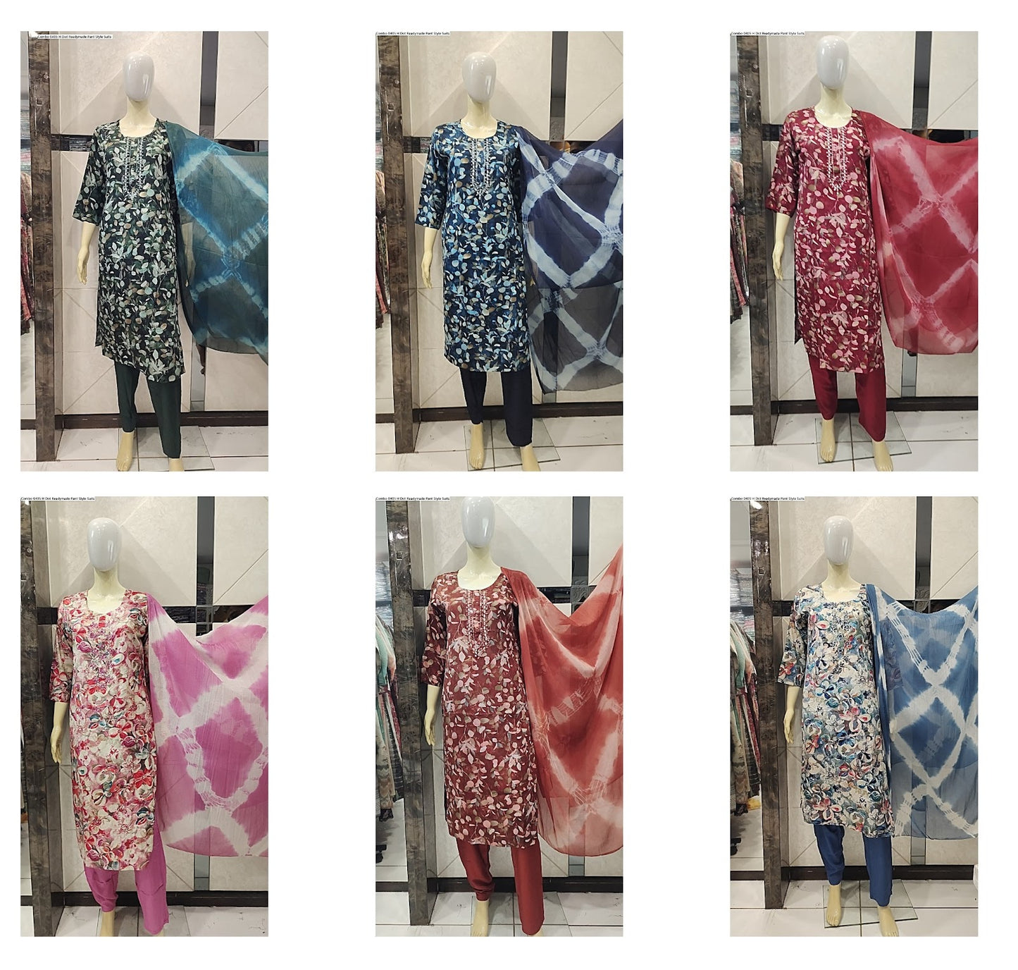 Combo 0405 H Dot Rayon Foil Readymade Pant Style Suits Wholesale Rate