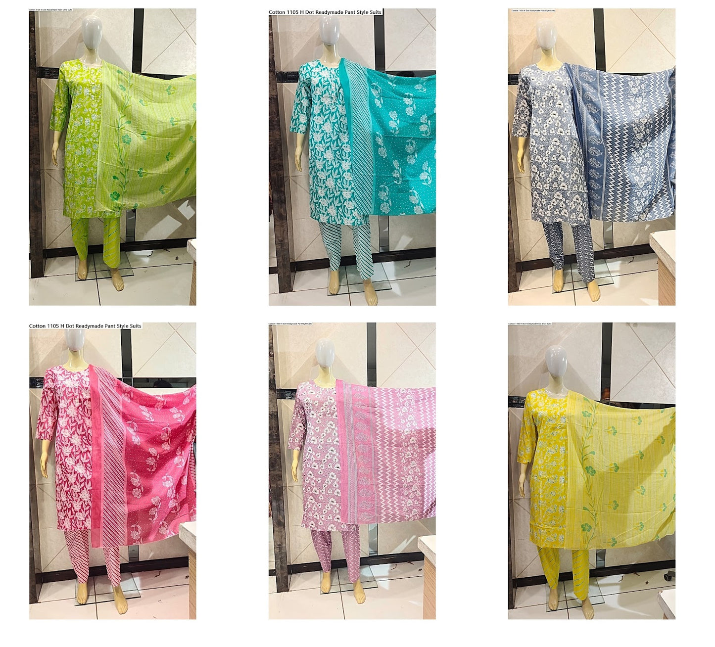 Cotton 1105 H Dot Readymade Pant Style Suits Exporter Ahmedabad