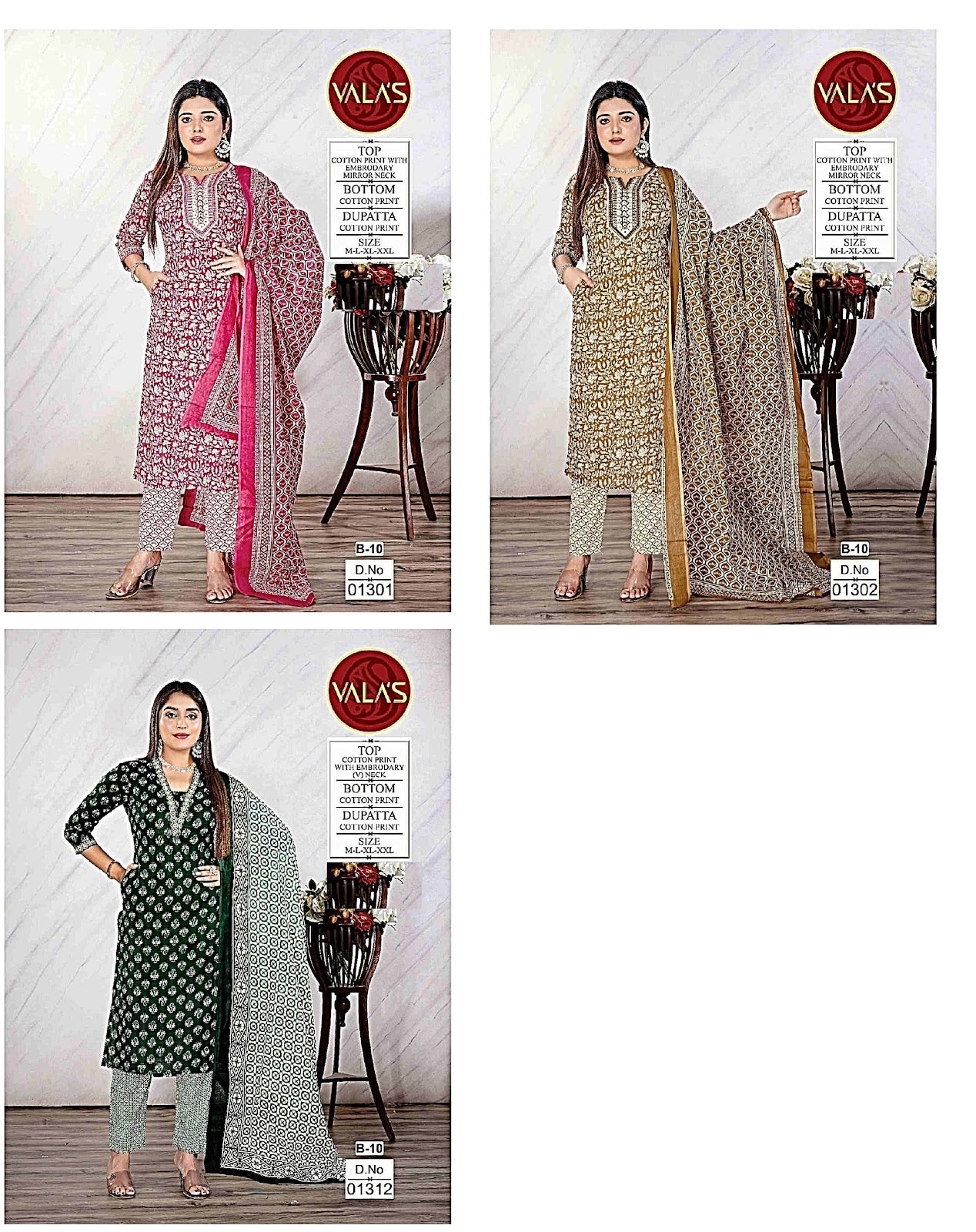 Cotton 3 Valas Readymade Pant Style Suits Wholesale Rate