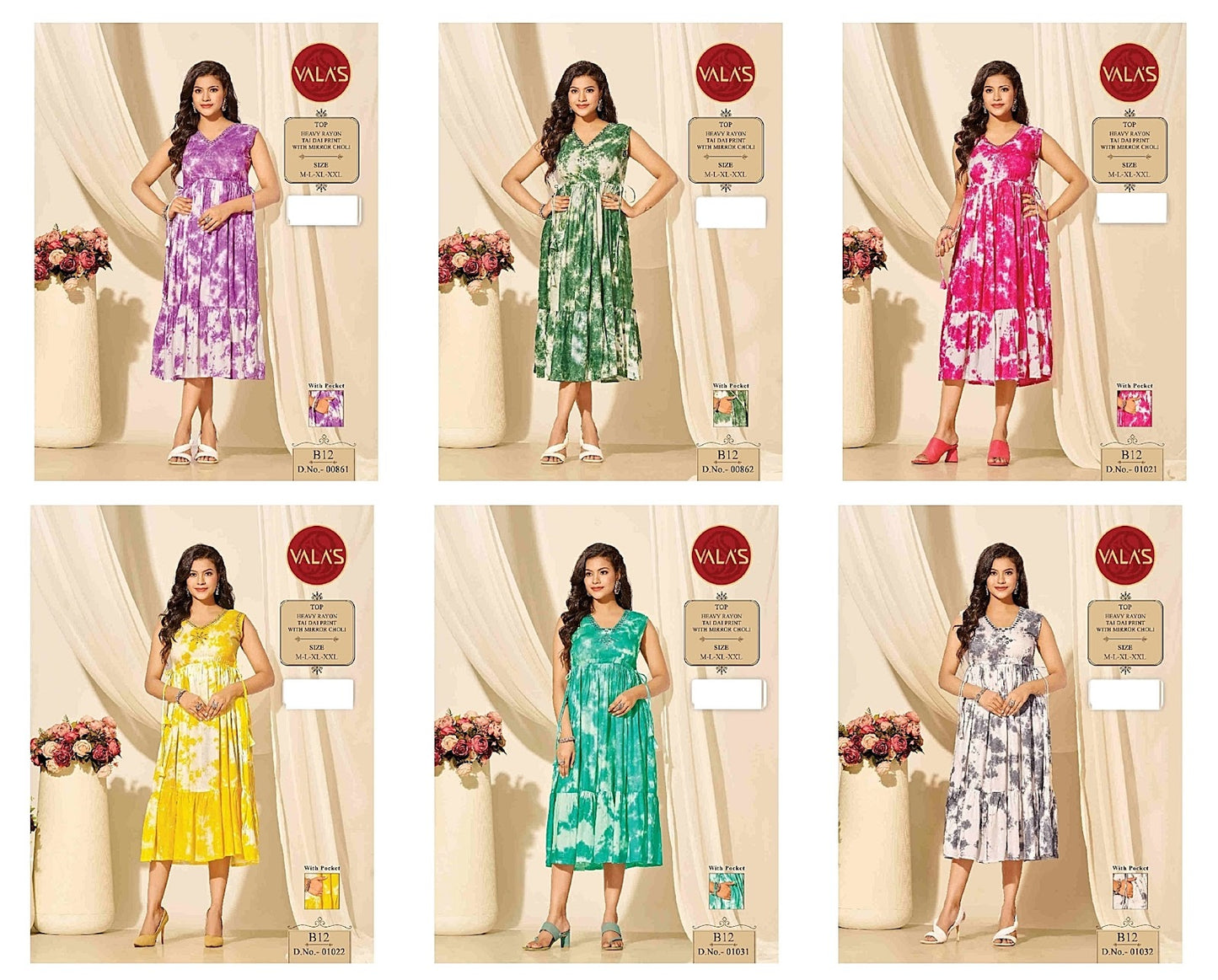 Design-18 Valas Tie Dye Anarkali Kurtis Wholesale