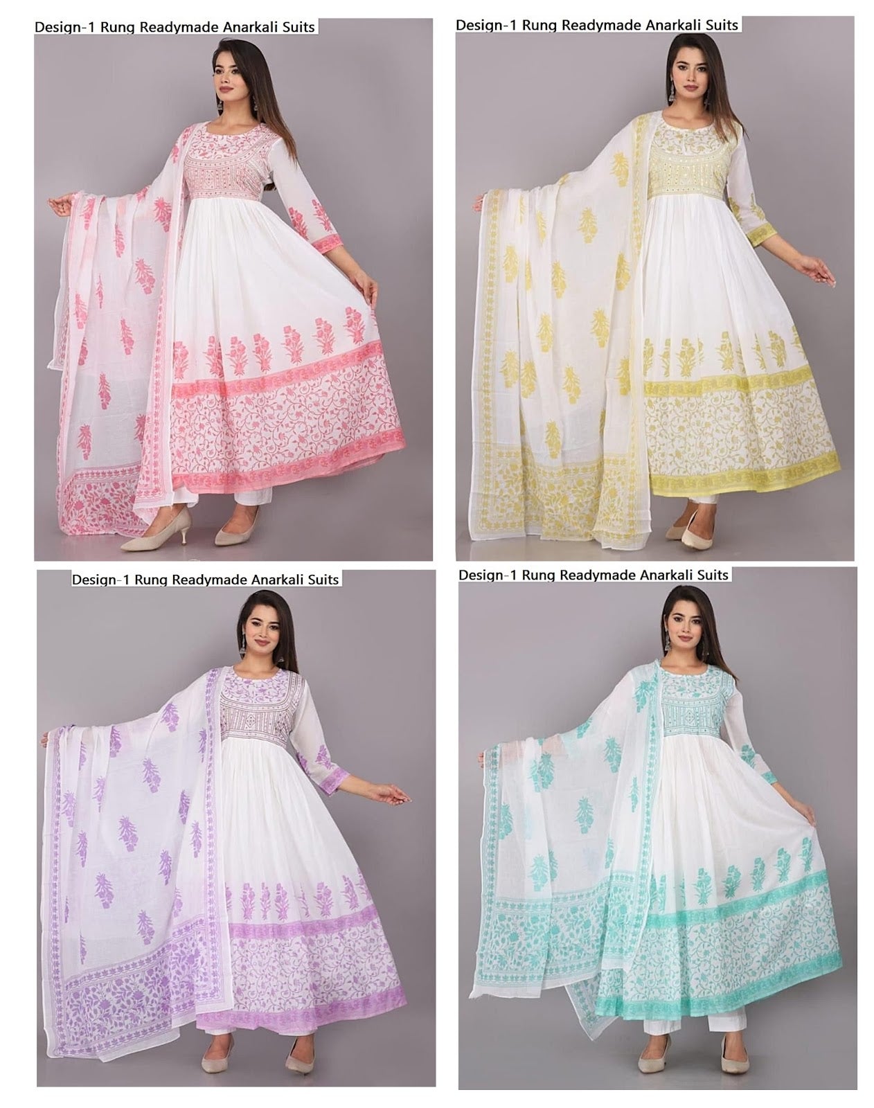 Design-1 Rung Cotton Readymade Anarkali Suits