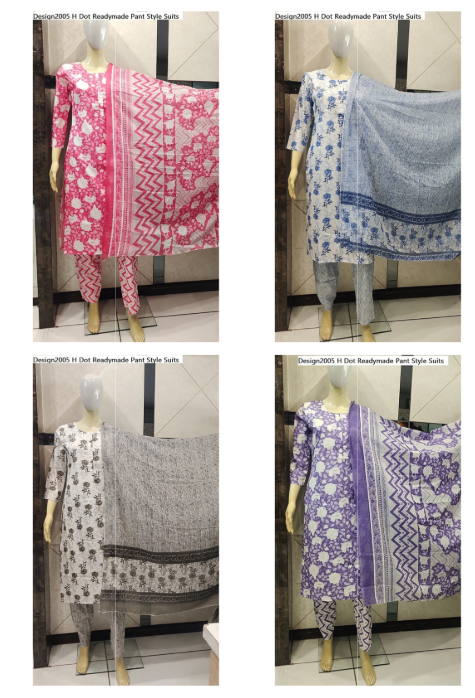 Design2005 H Dot Cotton Readymade Pant Style Suits Wholesale