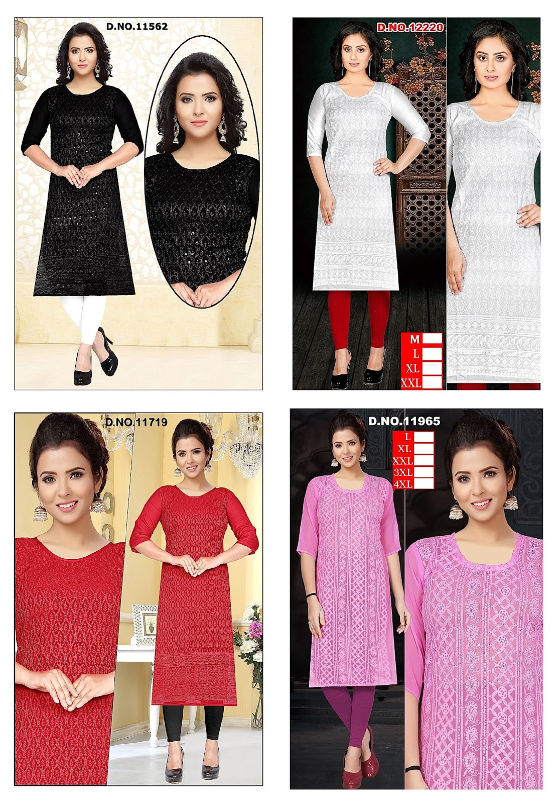 Design5 Vkh Georgette Knee Length Kurtis Wholesale Rate