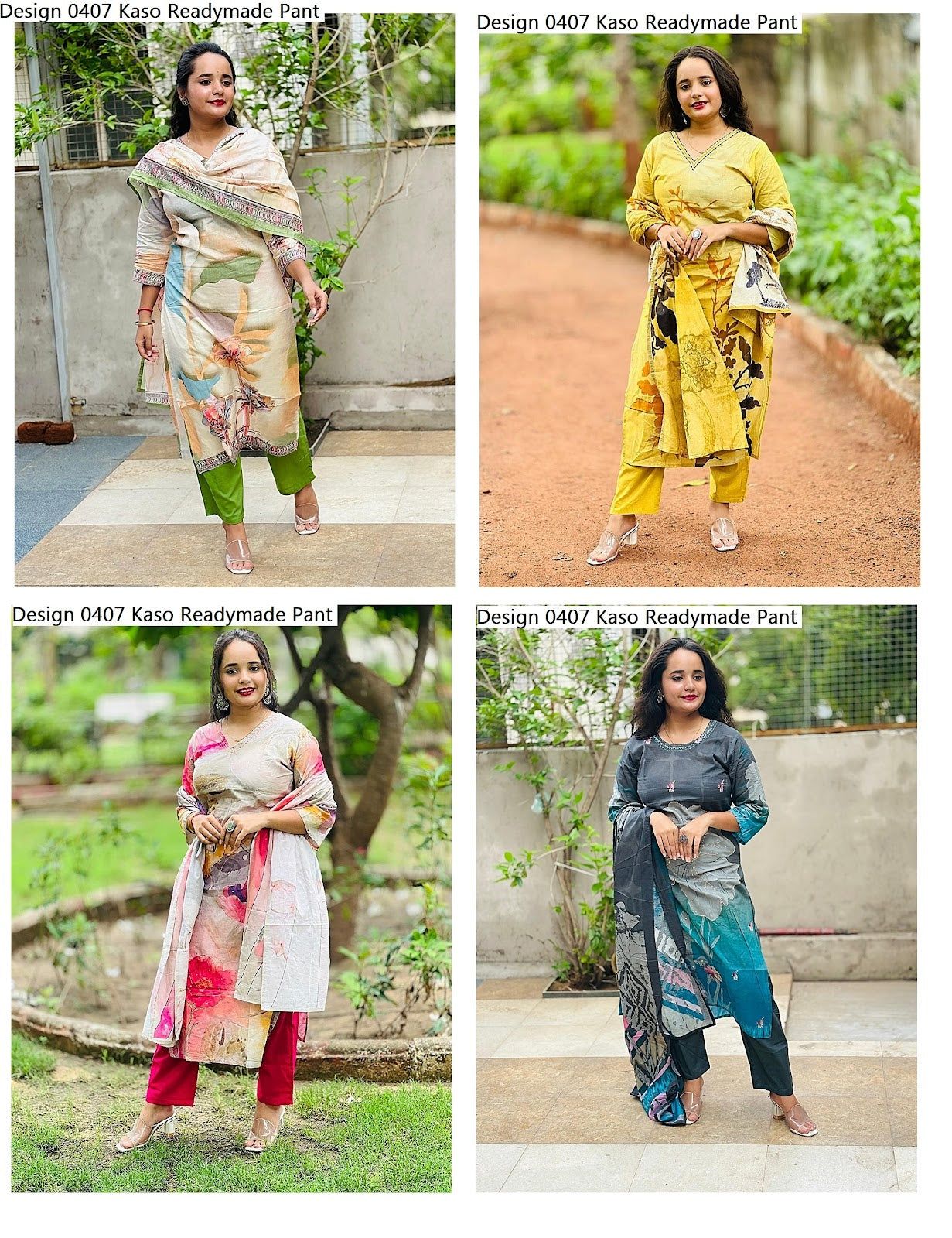 Design 0407 Kaso Cotton Cambric Readymade Pant Style Suits Exporter Gujarat