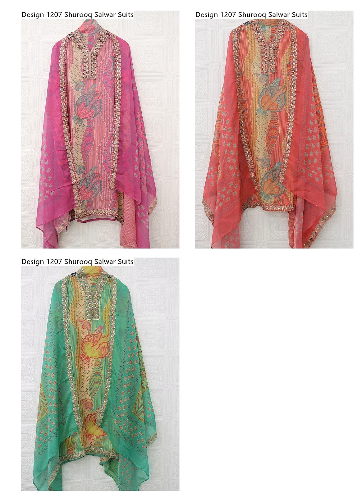Design 1207 Shurooq Organza Salwar Suits Wholesaler Ahmedabad