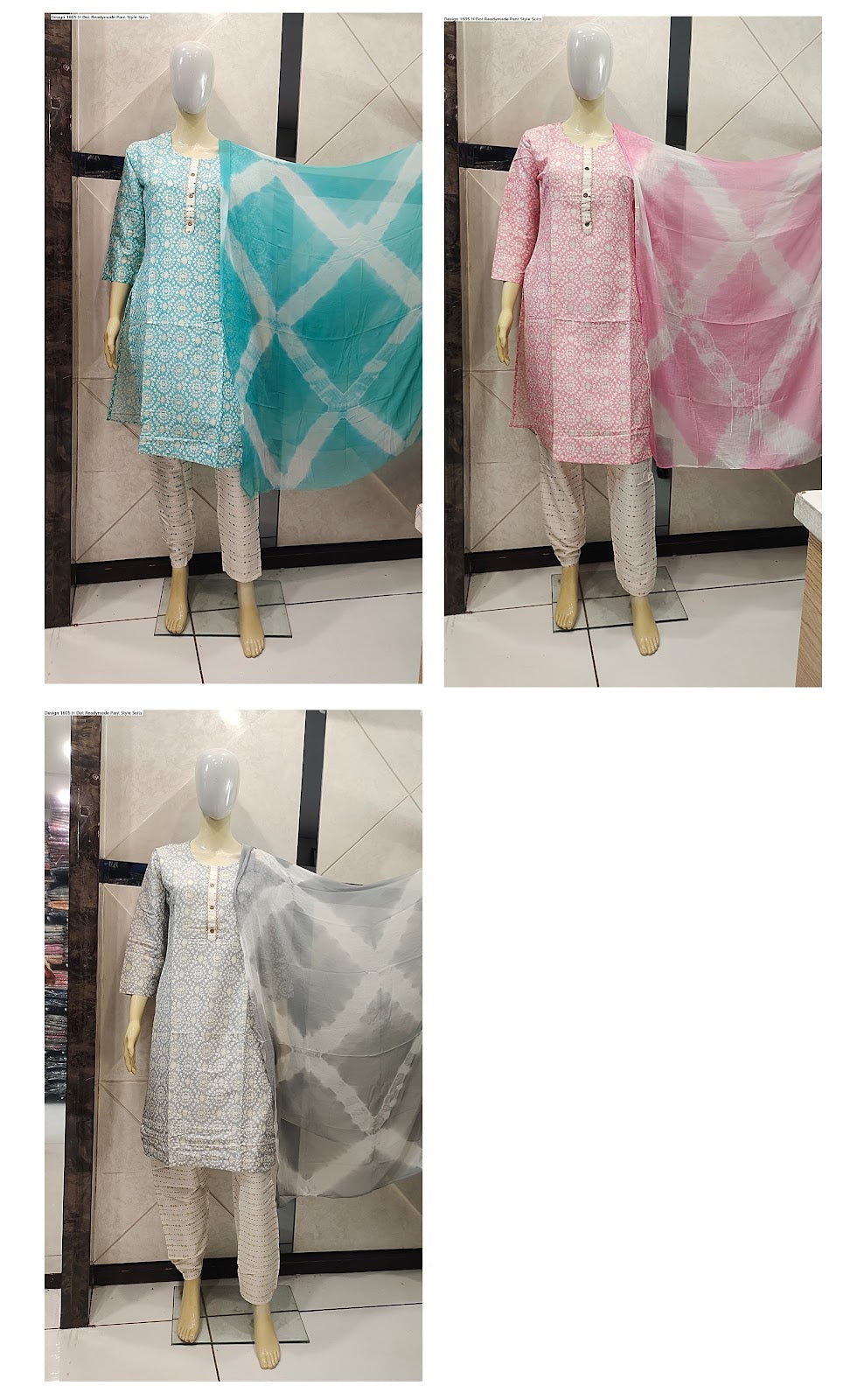 Design 1605 H Dot Capsule Readymade Pant Style Suits Wholesaler Ahmedabad