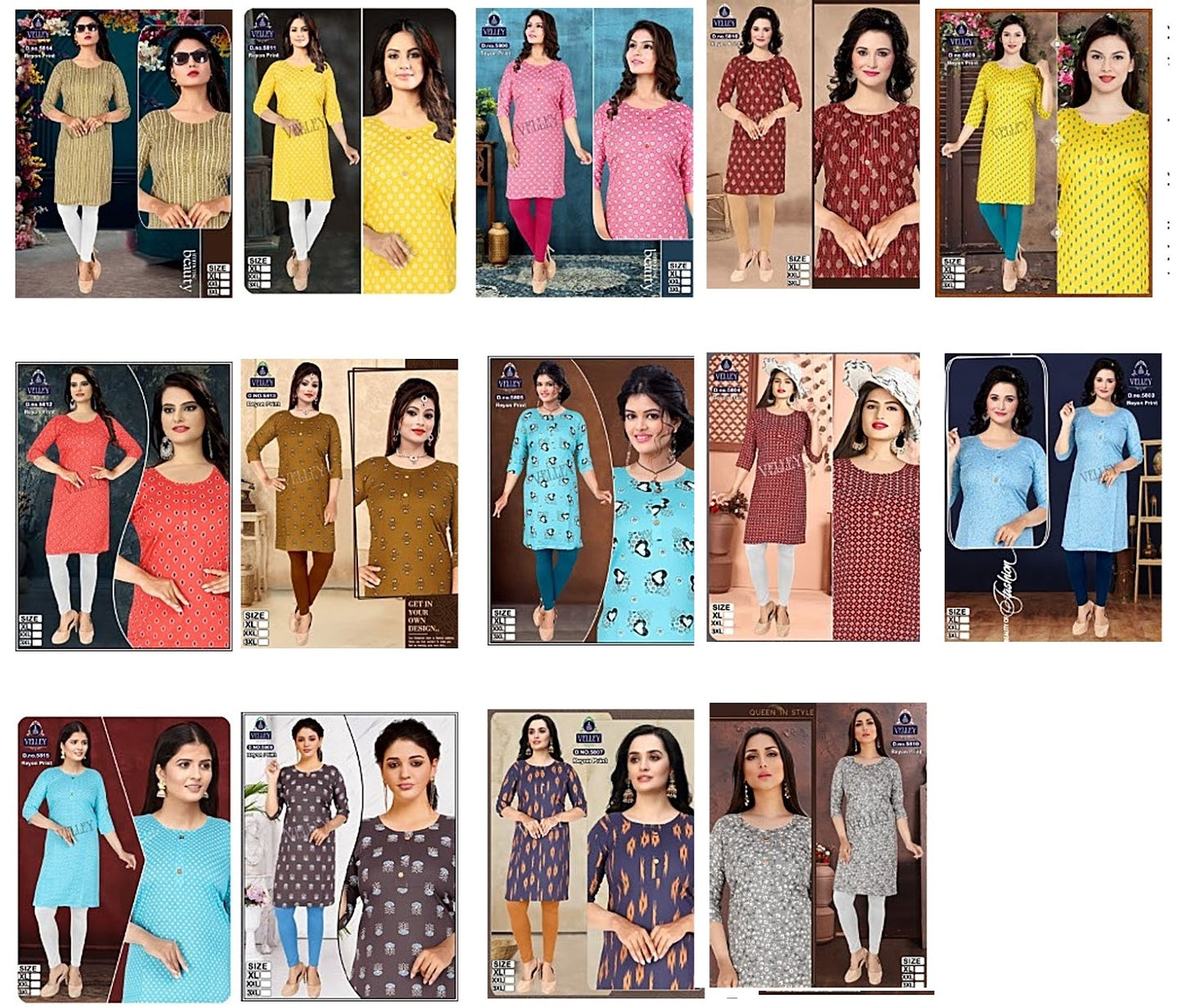 Design 1 Velley Rayon Knee Length Kurtis Wholesaler Ahmedabad